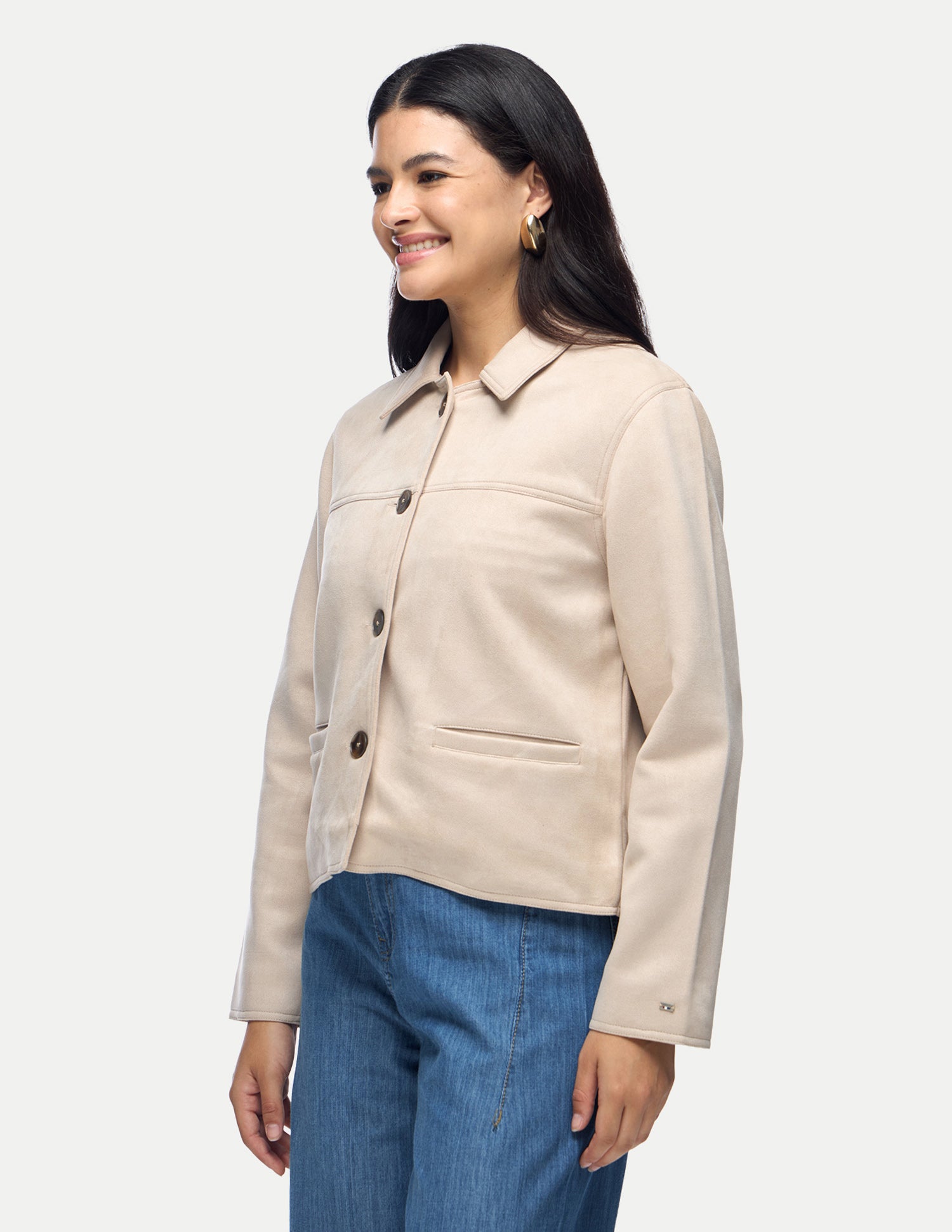 Solid Suede Jacket Ecru - U.S. Polo Assn. India | Large