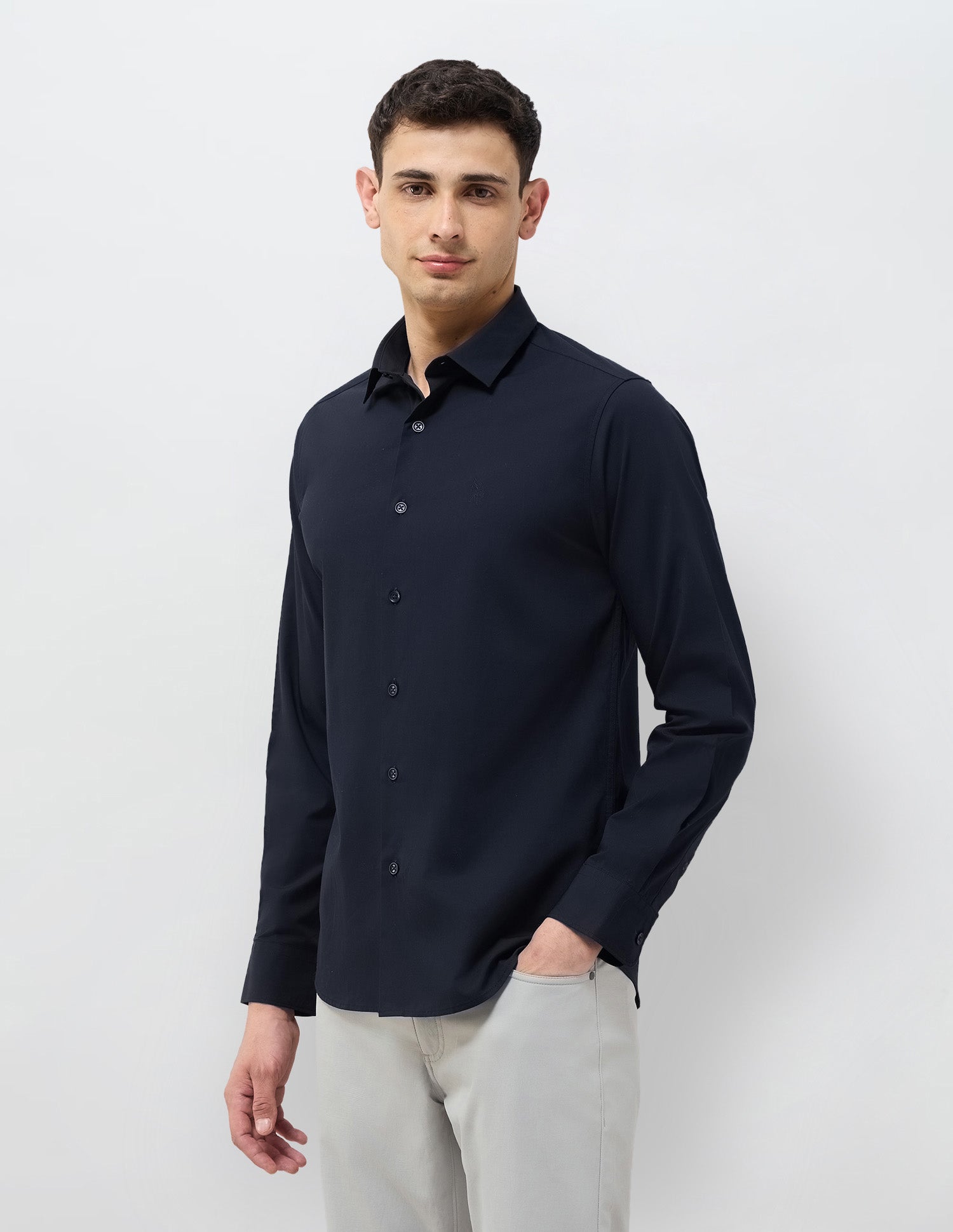 Solid Tailored Fit Shirt Navy - U.S. Polo Assn. India | Large