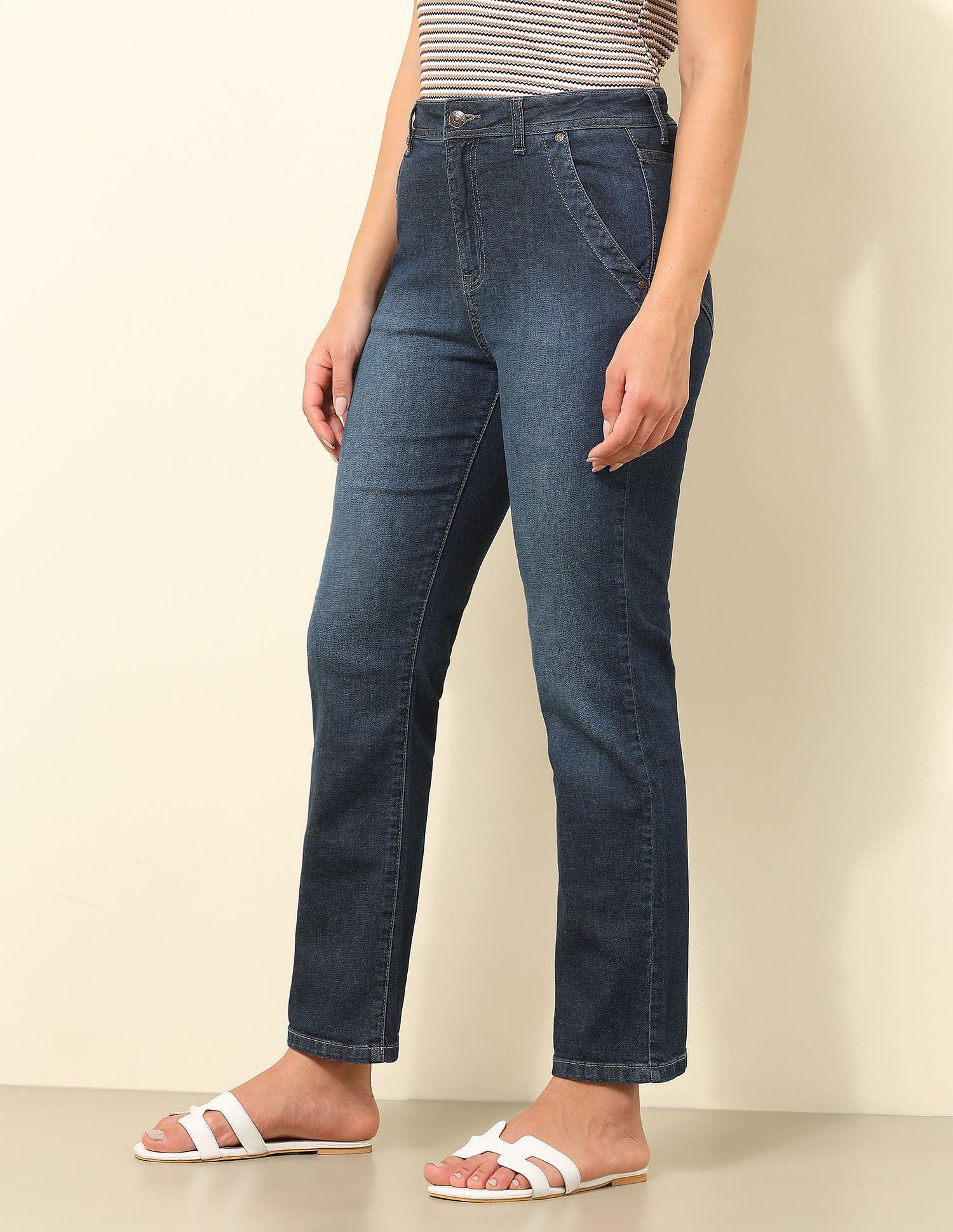 High Rise Straight Fit Jeans Dark Blue - U.S. POLO ASSN. | Large