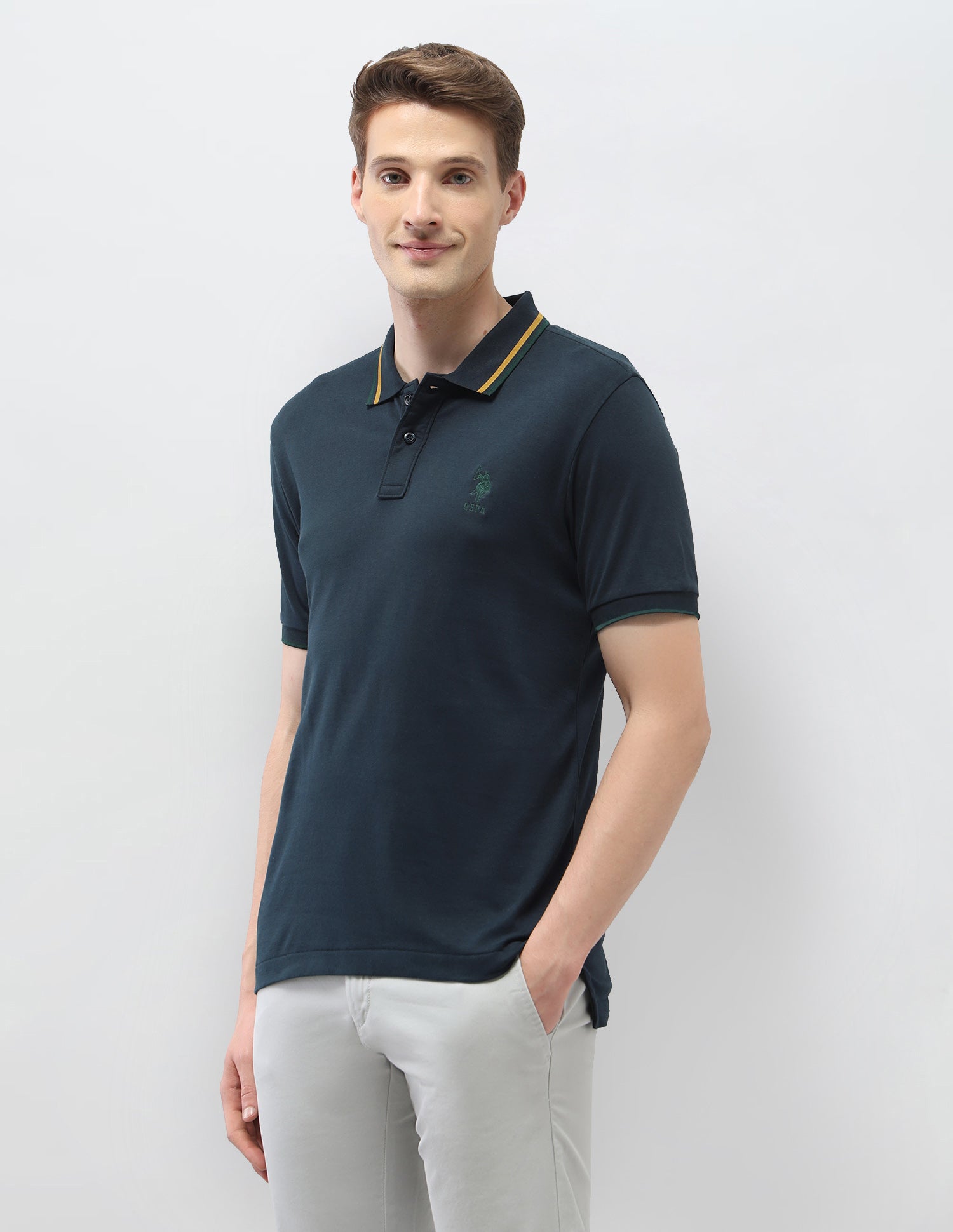 Solid Slim Fit Polo Shirt Navy - U.S. Polo Assn. India | Large