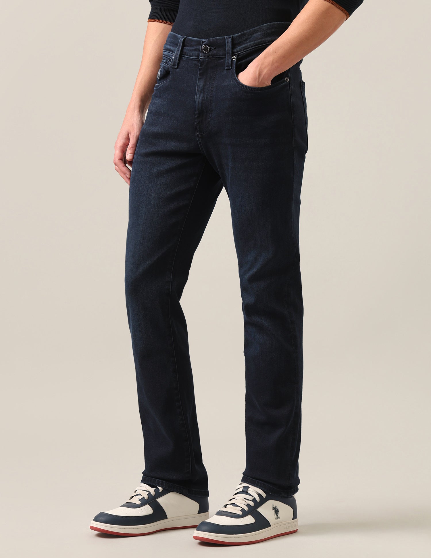 Harold Slim Straight Fit Blue Jeans Dark Blue - U.S. Polo Assn. India | Large