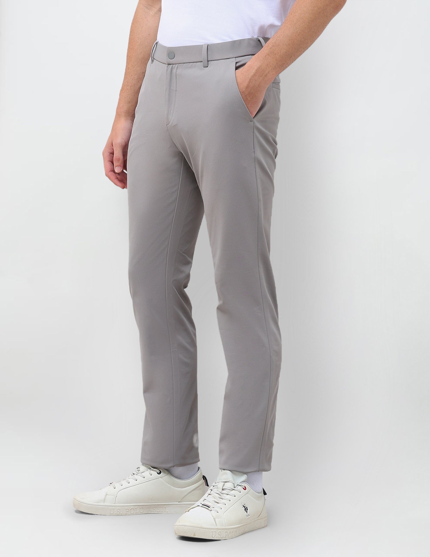 Knitted Denver Slim Fit Trousers Grey - U.S. Polo Assn. India | Large