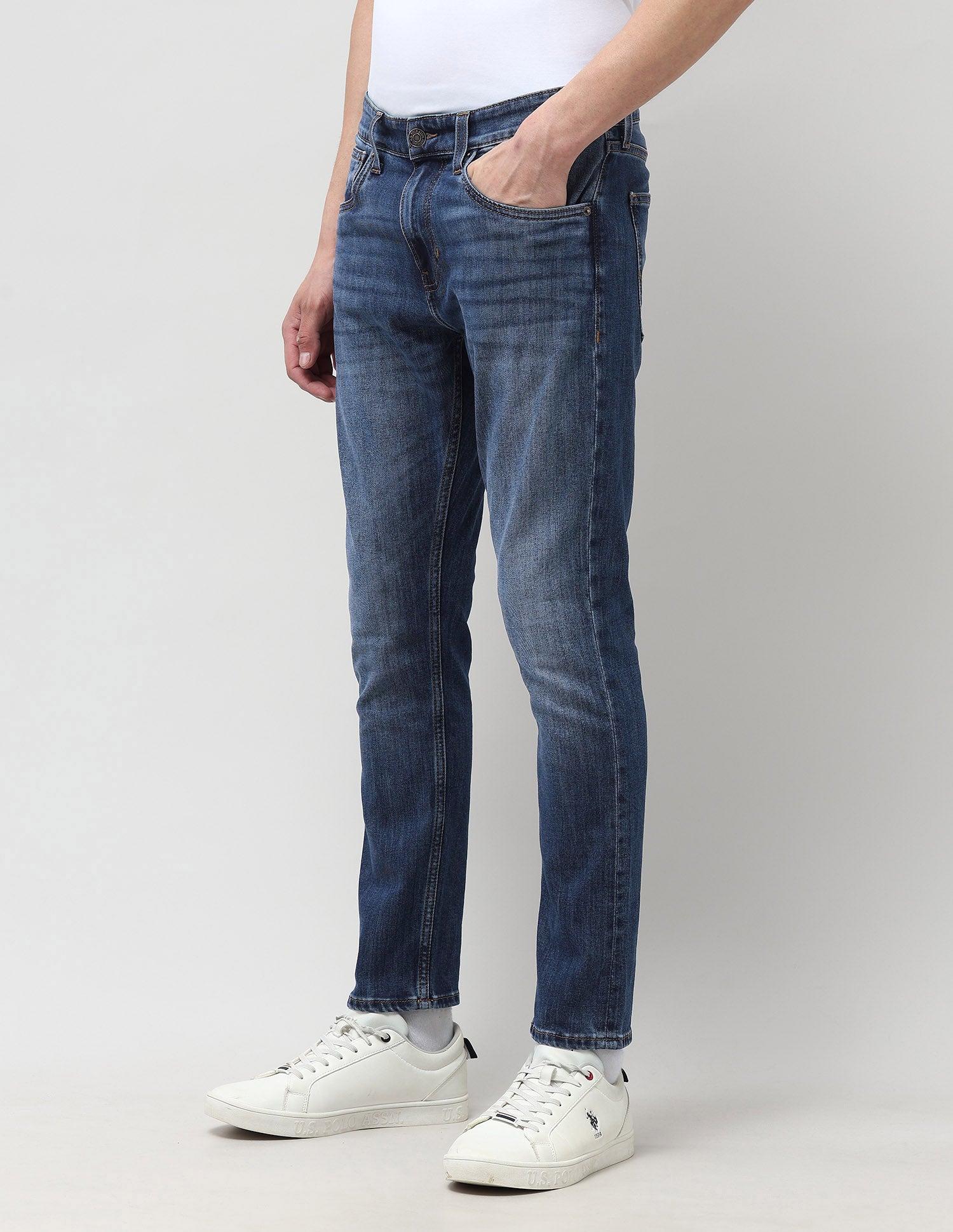 Henry Tapered Fit Blue Jeans Rags Wash - U.S. POLO ASSN. | Large