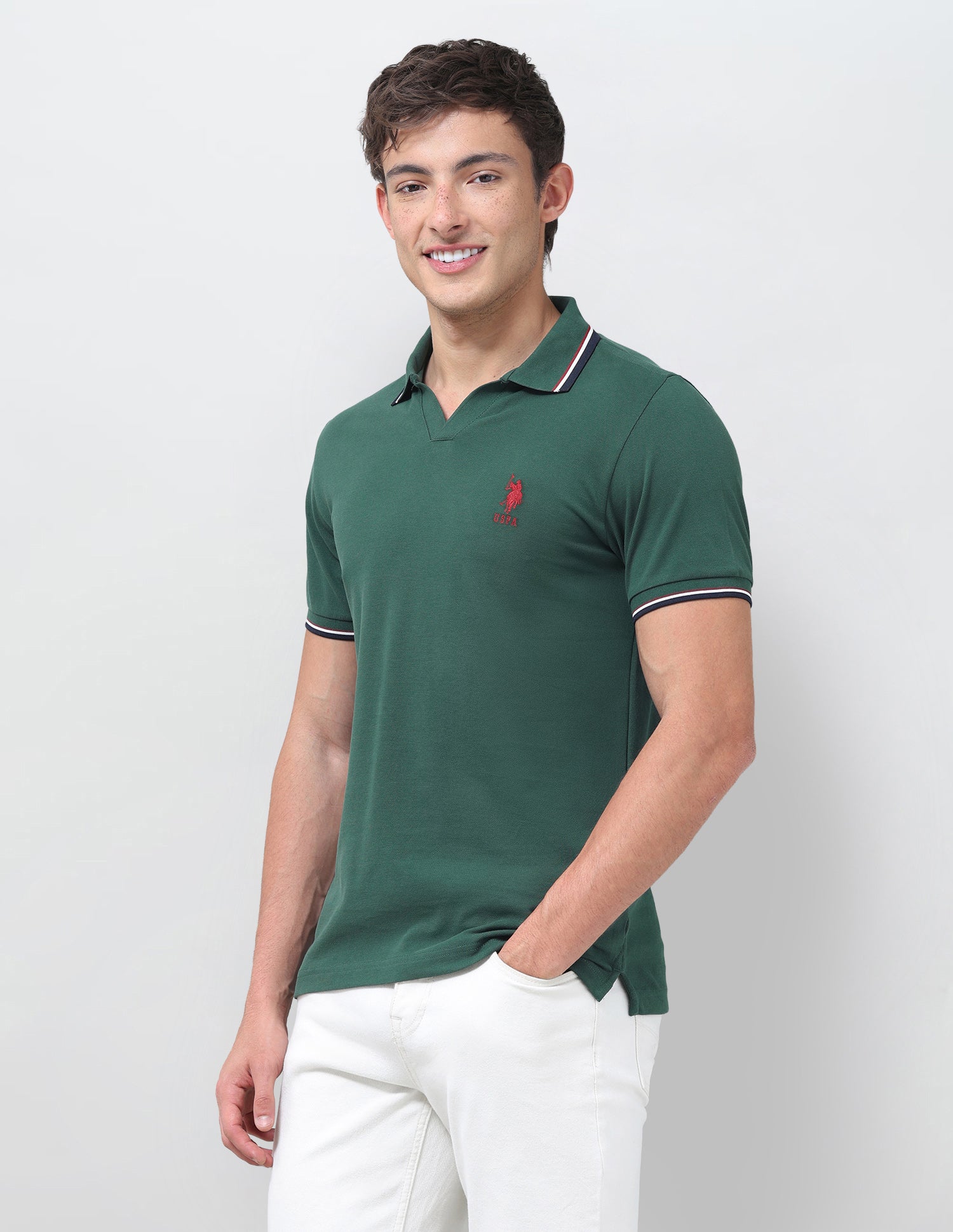 Solid Relaxed Fit Polo Shirt Dark Green - U.S. Polo Assn. India | Large