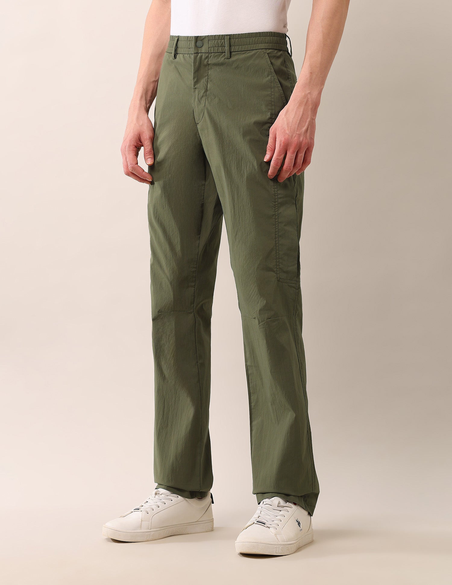 Mid Rise Riley Straight Fit Trousers Olive - U.S. Polo Assn. India | Large