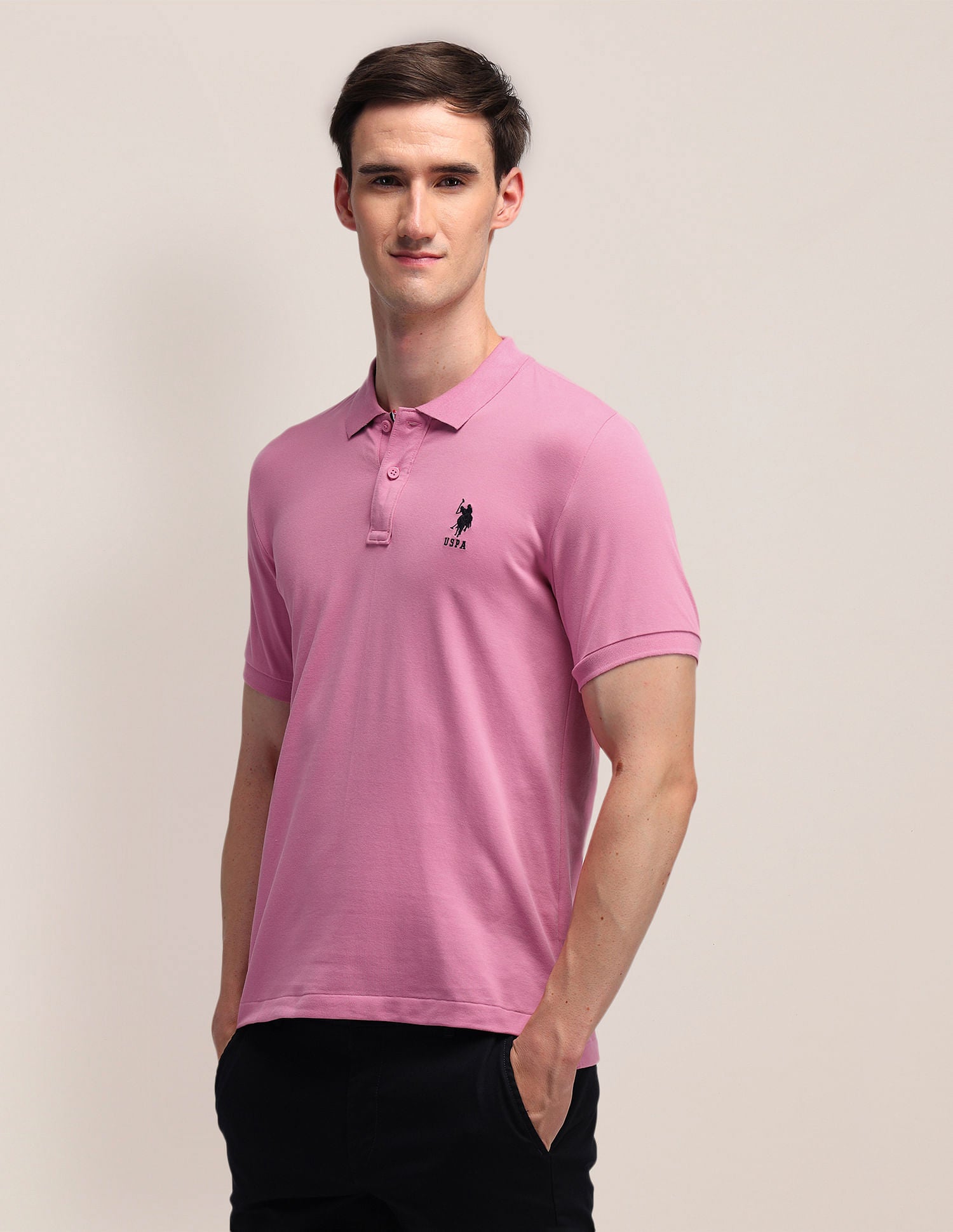 Solid Slim Fit Polo Shirt Pink - U.S. POLO ASSN. | Large