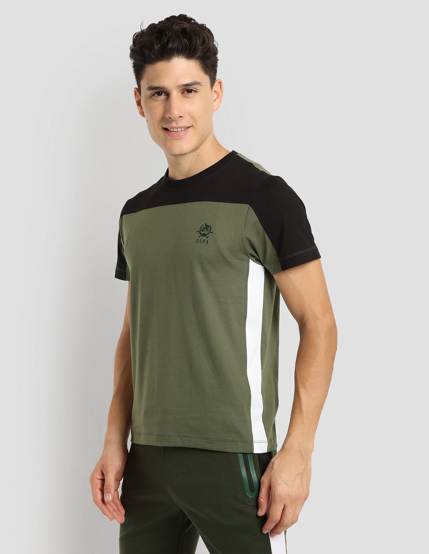 Colour Block Active T-Shirt Olive - U.S. POLO ASSN. | Large