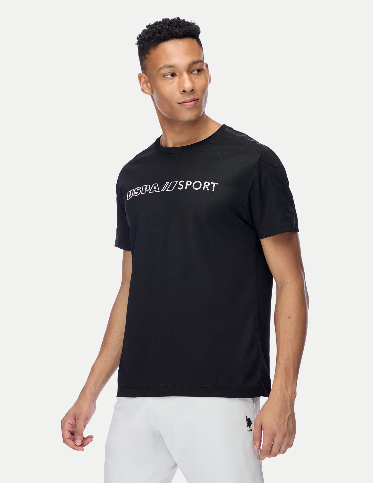 Brand Embossed Regular Fit Active T-Shirt Black - U.S. Polo Assn. India | Large