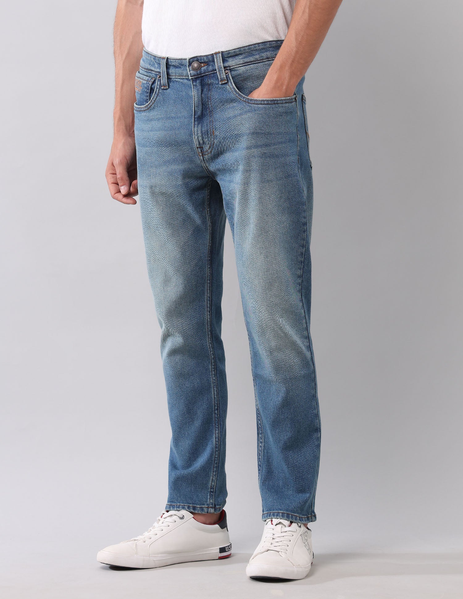 Cole Comfort Cropped Fit Blue Jeans Blue - U.S. POLO ASSN. | Large