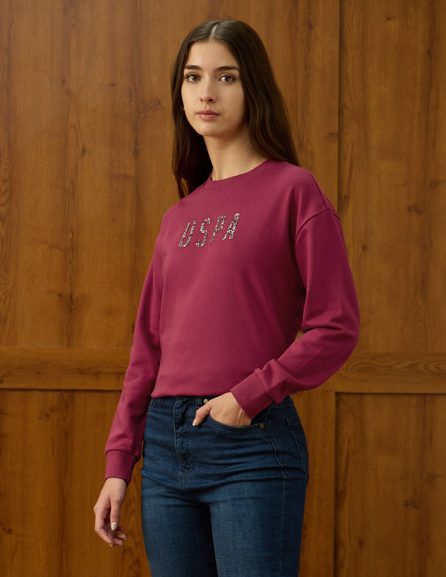 Solid Drop Shoulder Sweatshirt Pink - U.S. POLO ASSN. | Large