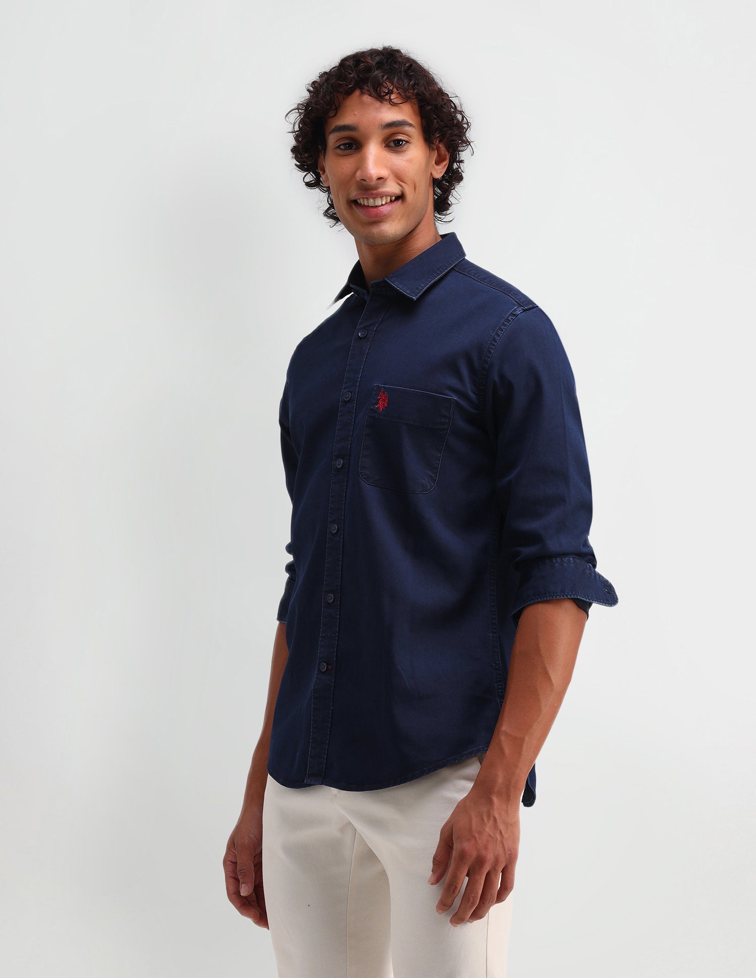 Solid Pattern Twill Shirt Navy - U.S. Polo Assn. India | Large