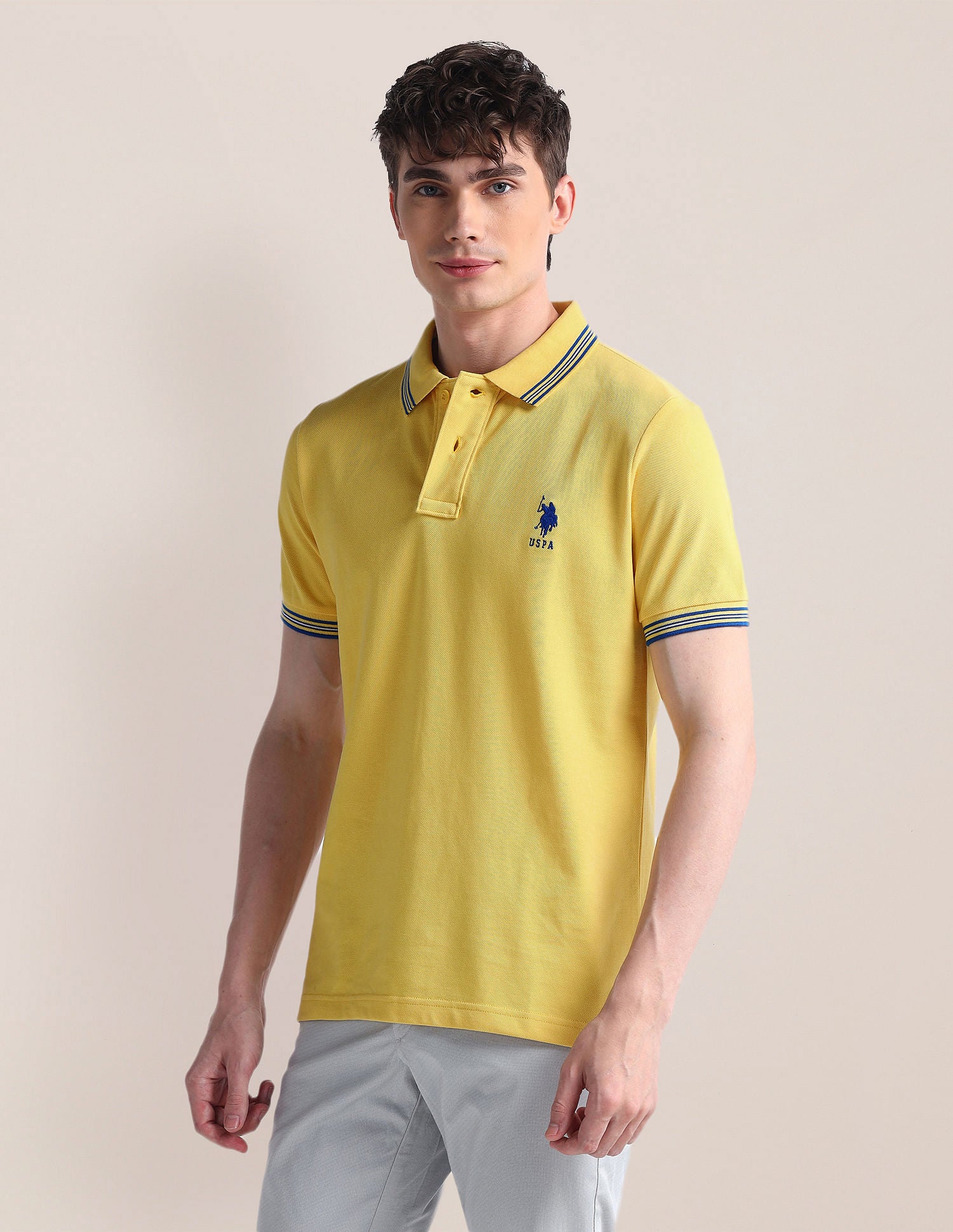 Slim Fit Short Sleeve Polo Shirt Yellow - U.S. POLO ASSN. | Large
