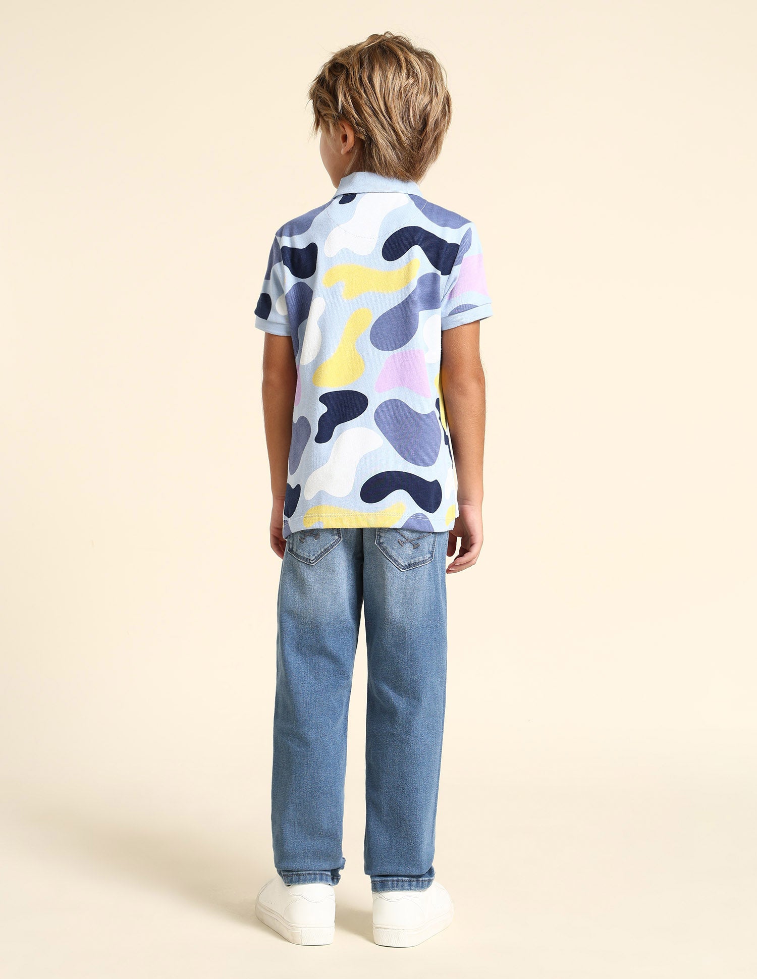 Boys Regular Fit Abstract Printed Polo Shirt Light Blue - U.S. POLO ASSN. | Large