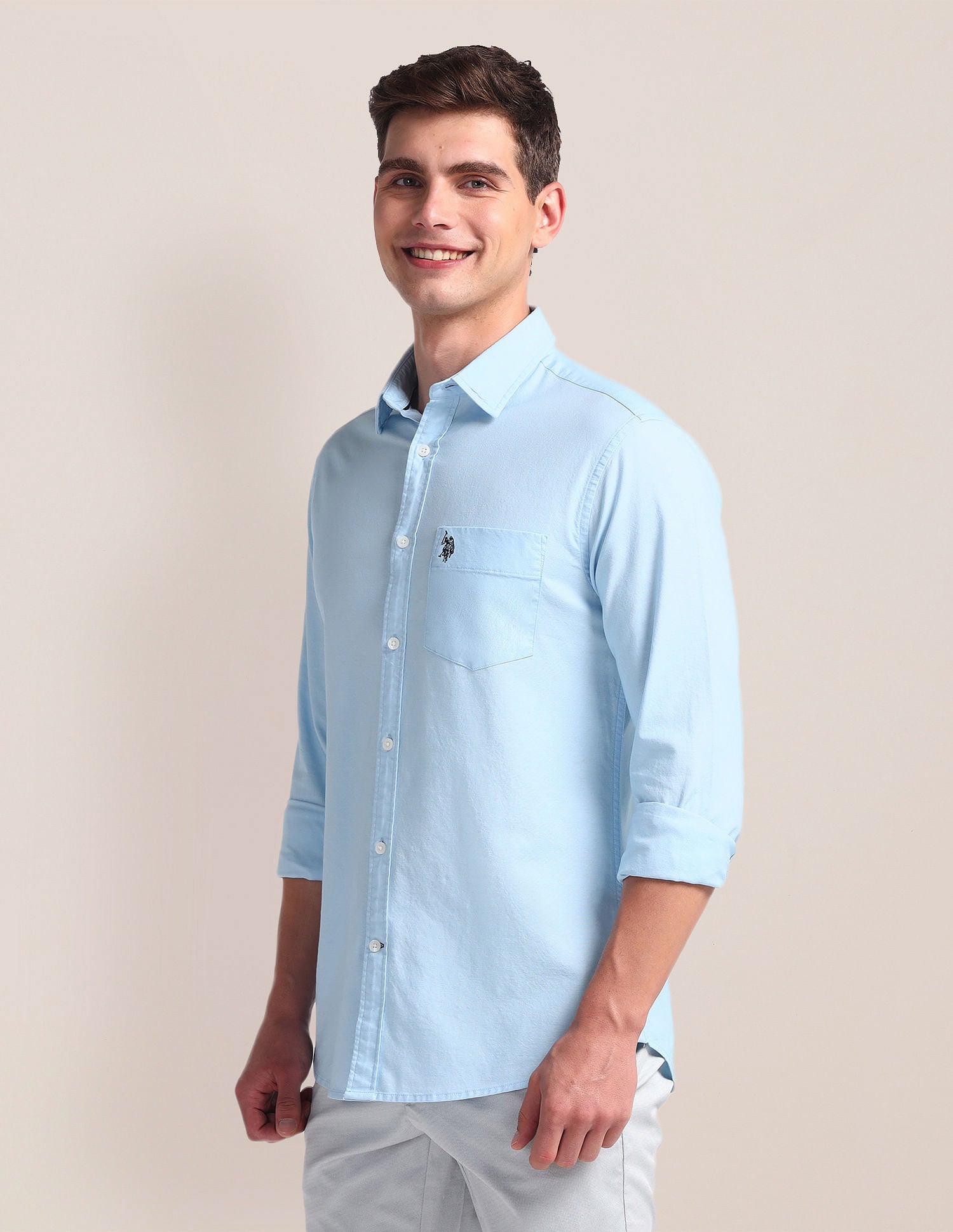 Solid Dobby Shirt Blue - U.S. Polo Assn. India | Large