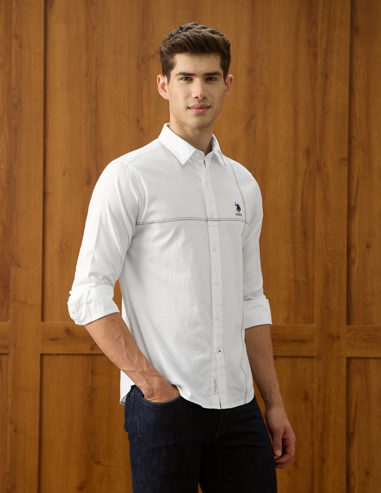 Twill Regular Fit Shirt White - U.S. Polo Assn. India | Large