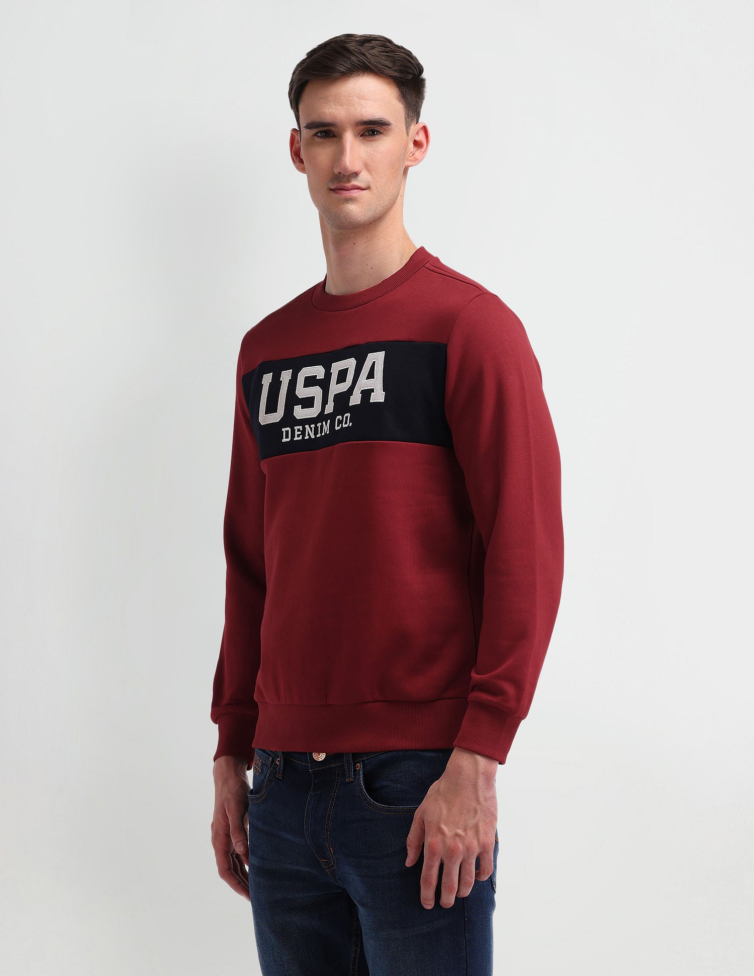 Regular Fit Brand Appliqued Sweatshirt Wine - U.S. Polo Assn. India | Large