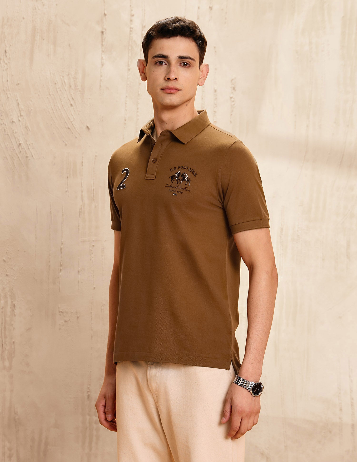 Numeric Brand Embroidered Regular Fit Polo Shirt Brown - U.S. POLO ASSN. | Large