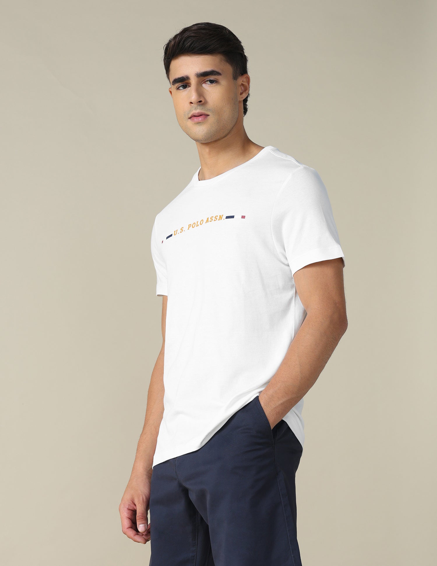 Regular Fit Solid T-shirt Ivory - U.S. POLO ASSN. | Large