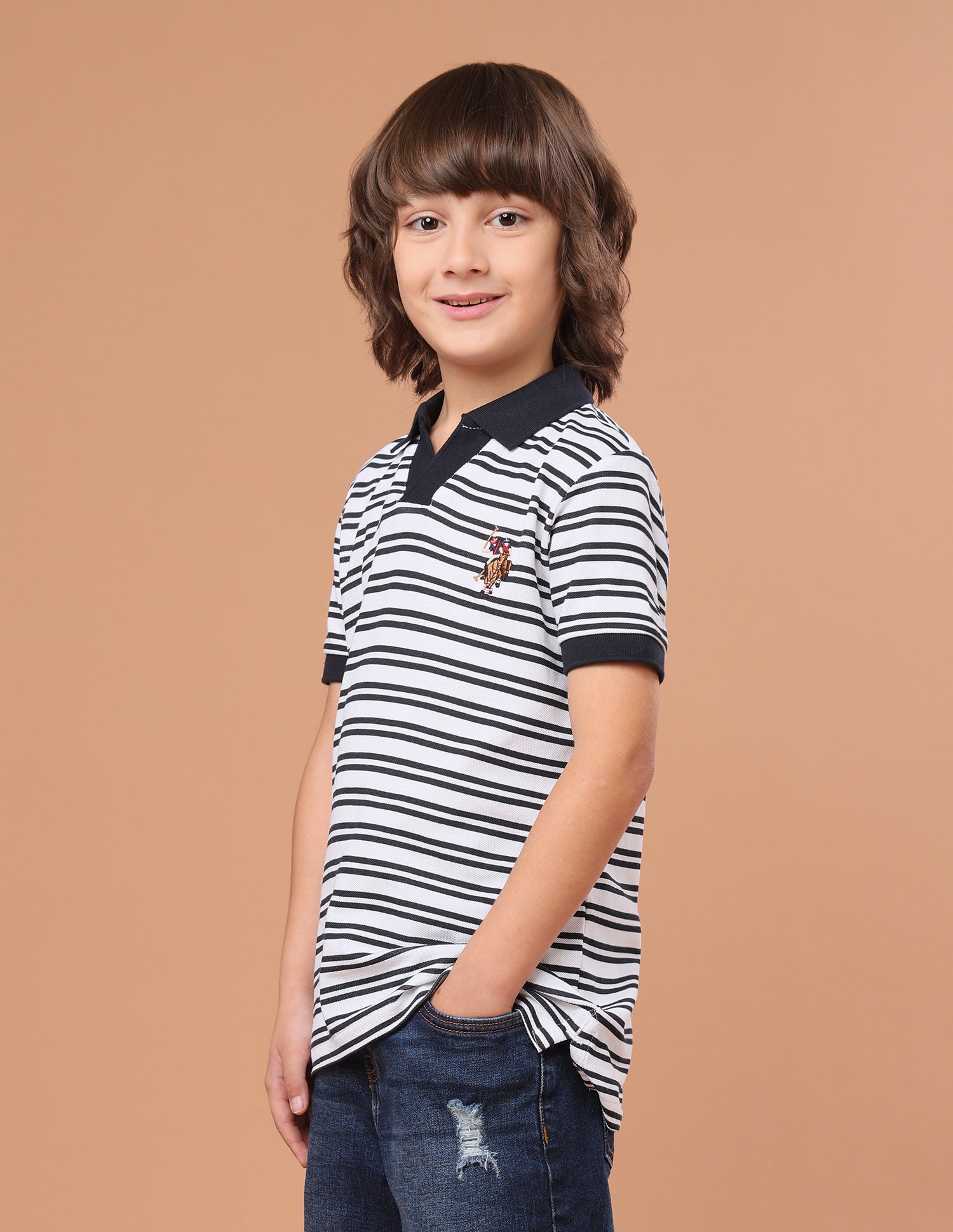 Horizontal Striped Regular Fit Polo Shirt Navy - U.S. Polo Assn. India | Large
