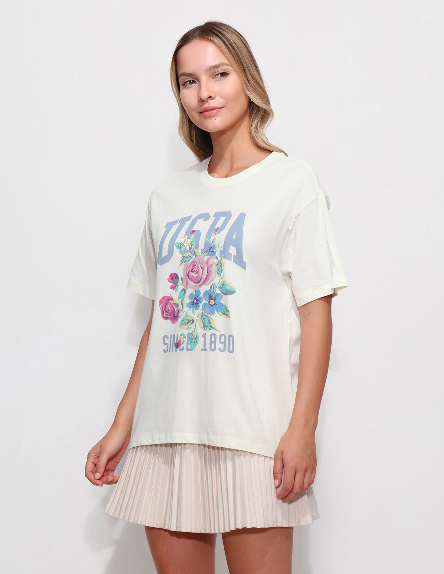Oversized Brand Printed T-Shirt White - U.S. Polo Assn. India | Large