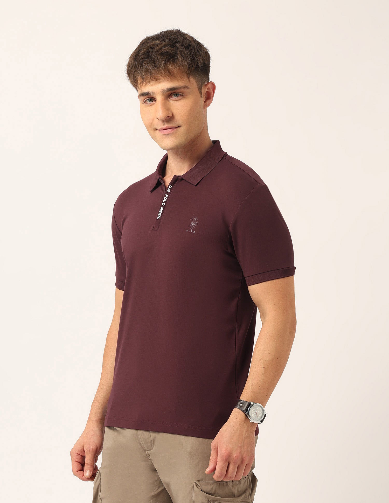 Solid Muscle Fit Polo Shirt Burgundy - U.S. Polo Assn. India | Large