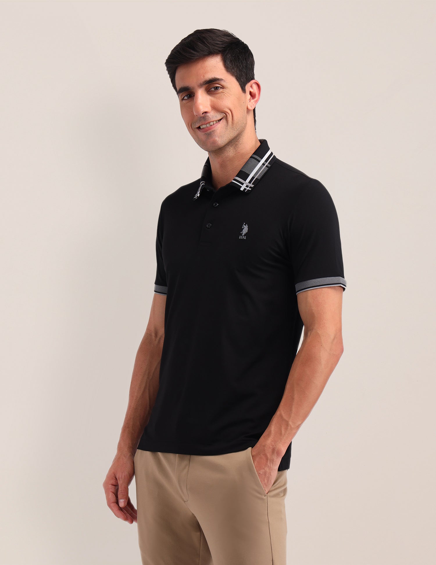 Solid Slim Fit Polo Shirt Black - U.S. Polo Assn. India | Large