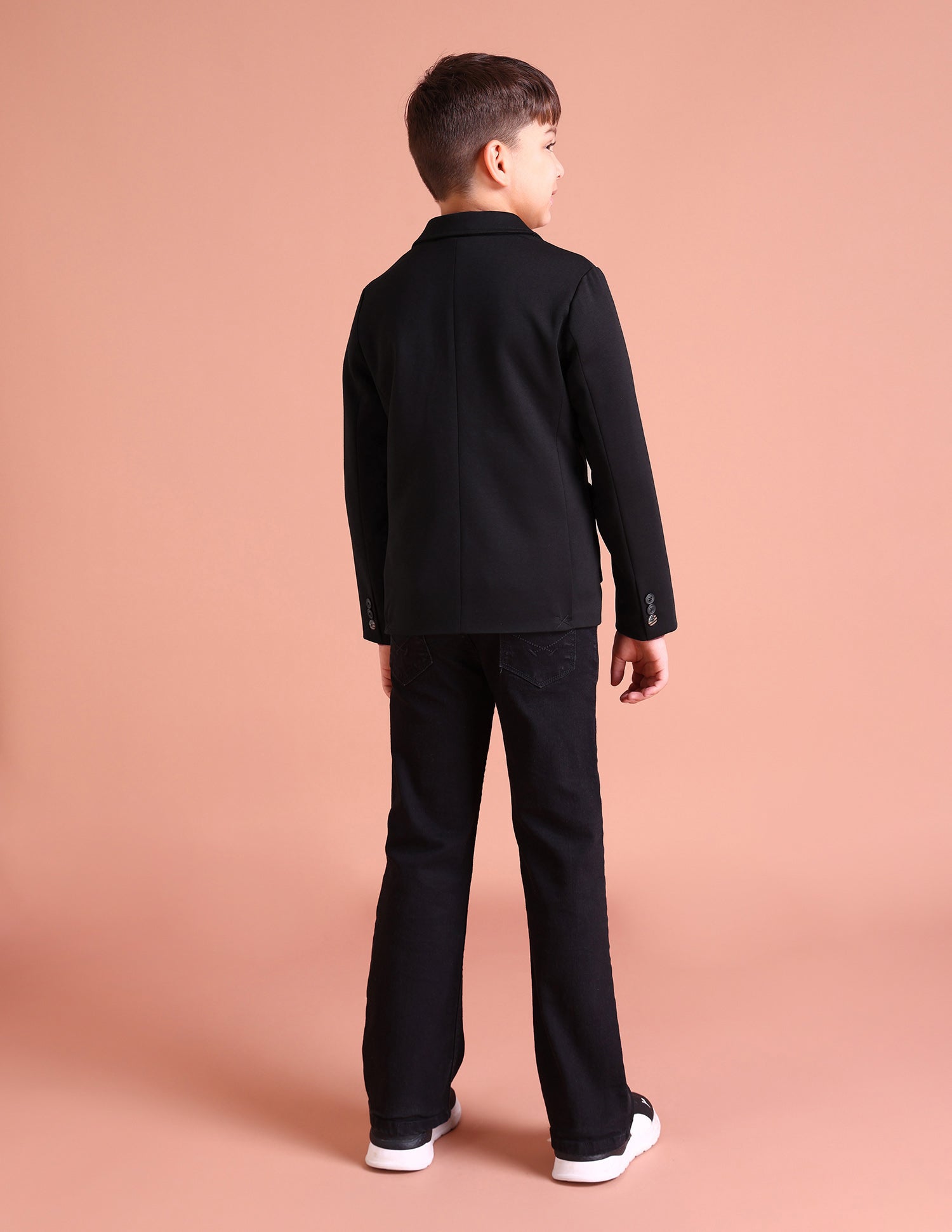 Boys Black Notch Lapel Collar Casual Blazer Jacket Black - U.S. POLO ASSN. | Large