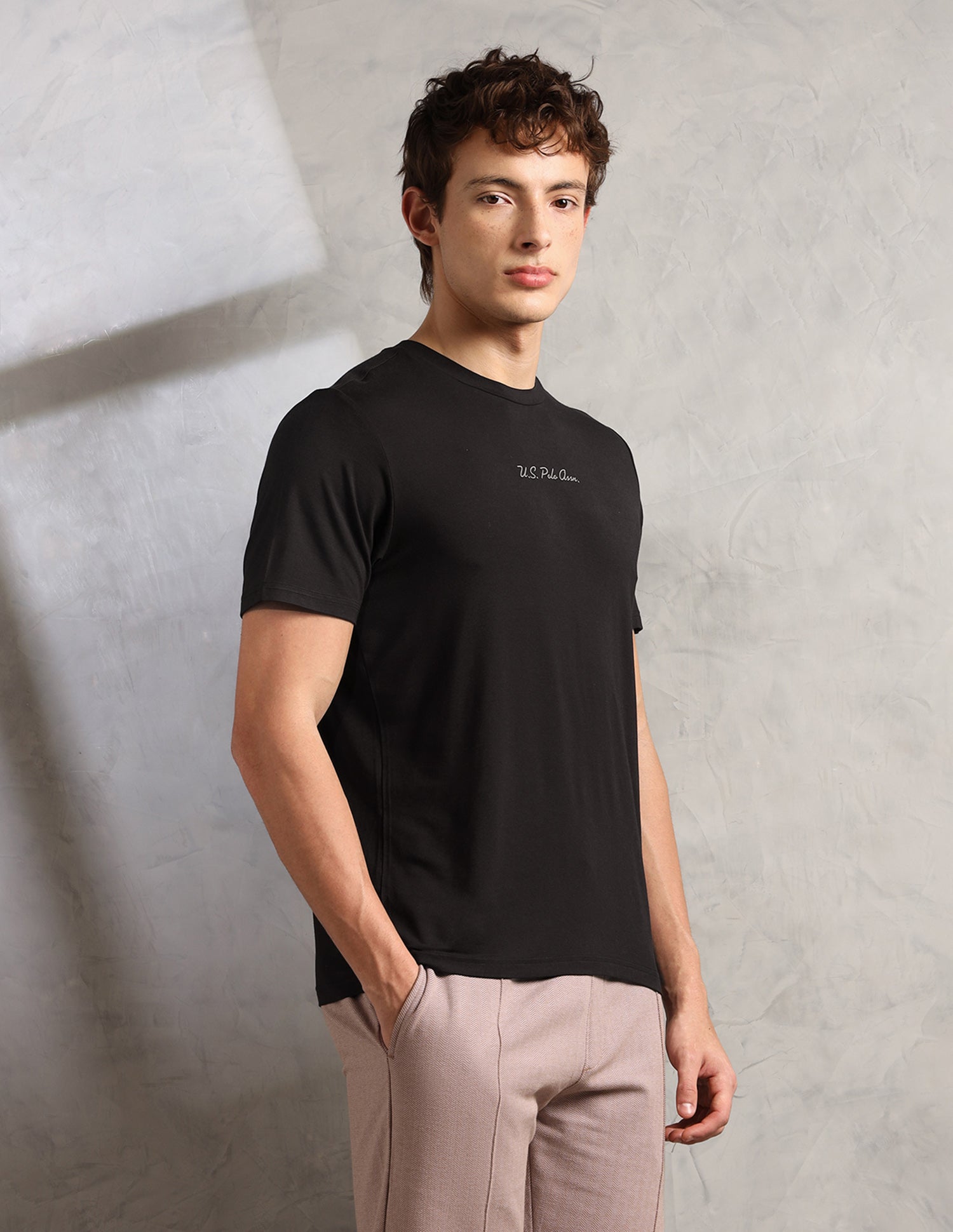 Round Neck Comfort Fit PE007-PL Lounge T-Shirt - Pack Of 1 Black - U.S. Polo Assn. India | Large