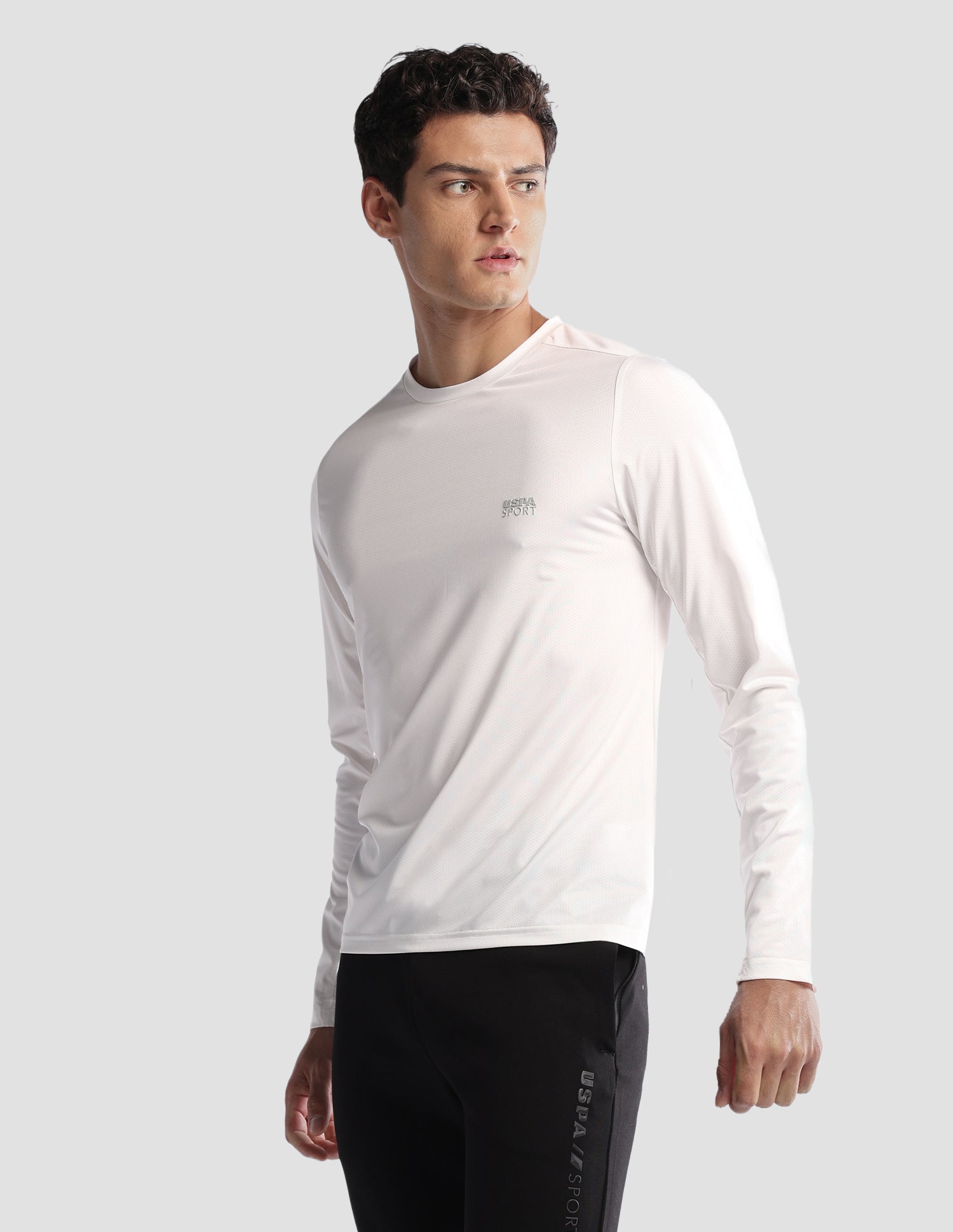 Solid Regular Fit Active T-Shirt Off White - U.S. Polo Assn. India | Large