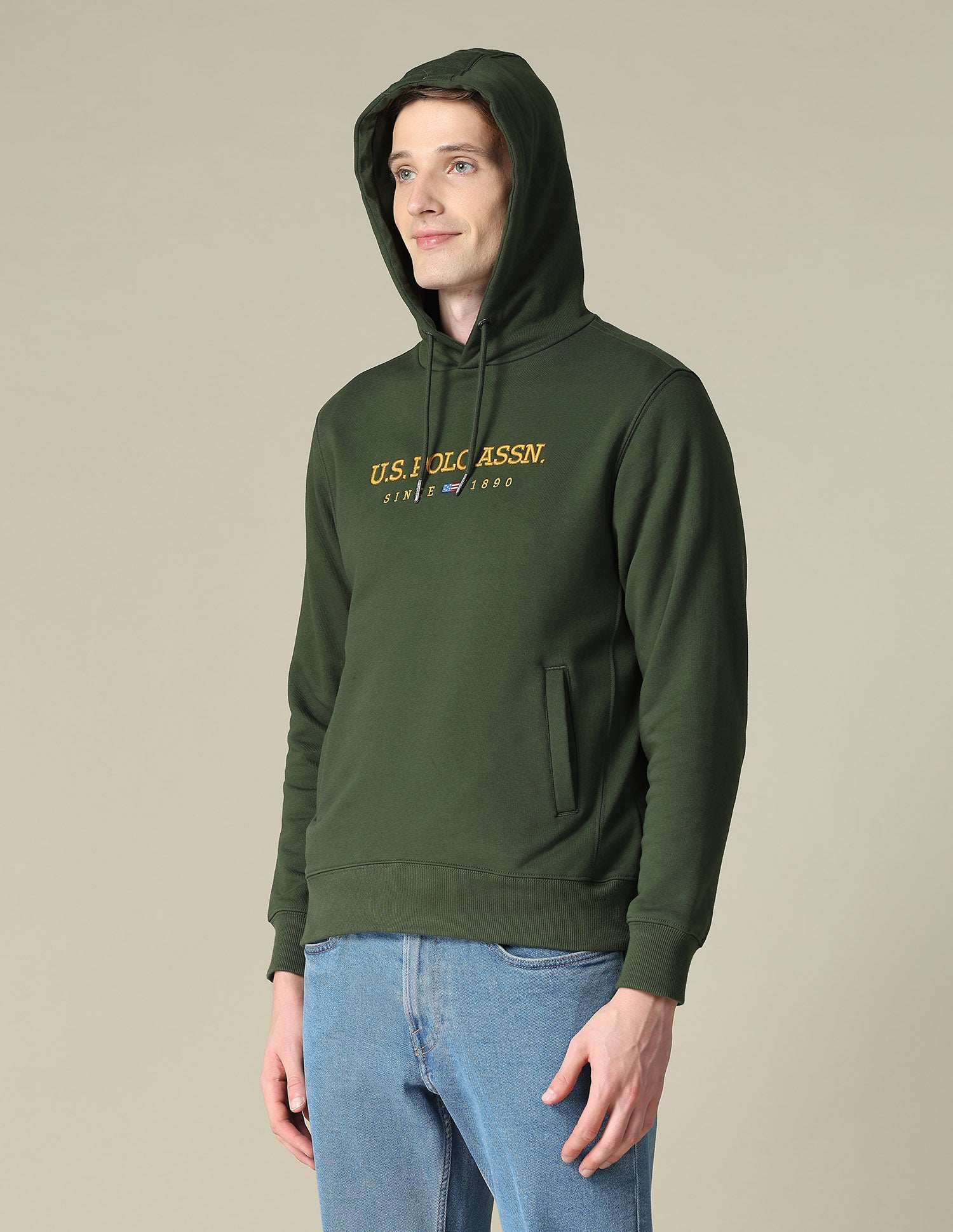 Brand Embroidered Regular Fit Sweatshirt Dark Olive - U.S. Polo Assn. India | Large