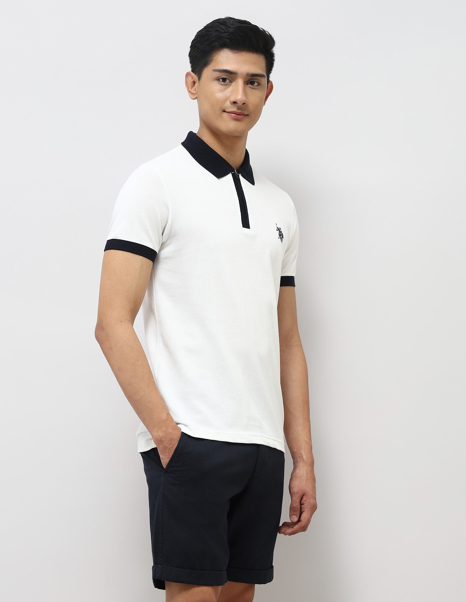 Pure Cotton Muscle Fit Polo Shirt Ivory - U.S. Polo Assn. India | Large