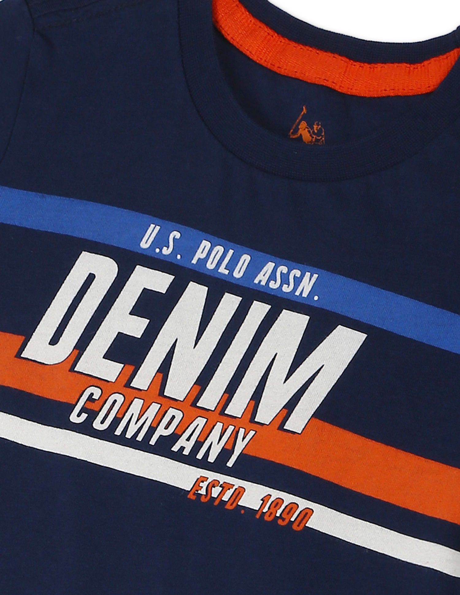 Crew Neck Brand Print T-Shirt Dark Blue - U.S. POLO ASSN. | Large