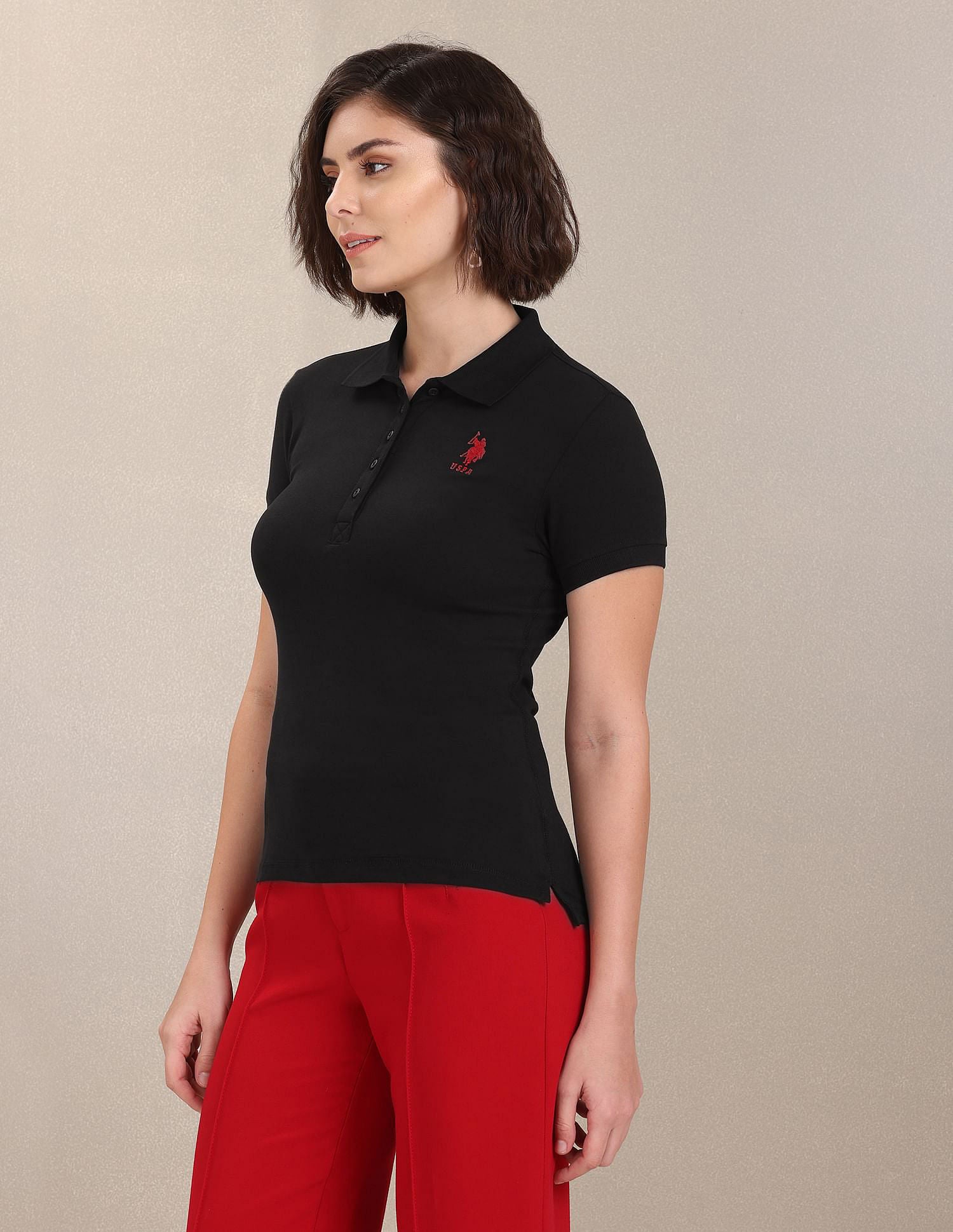 Solid Pique Polo Shirt Black - U.S. POLO ASSN. | Large