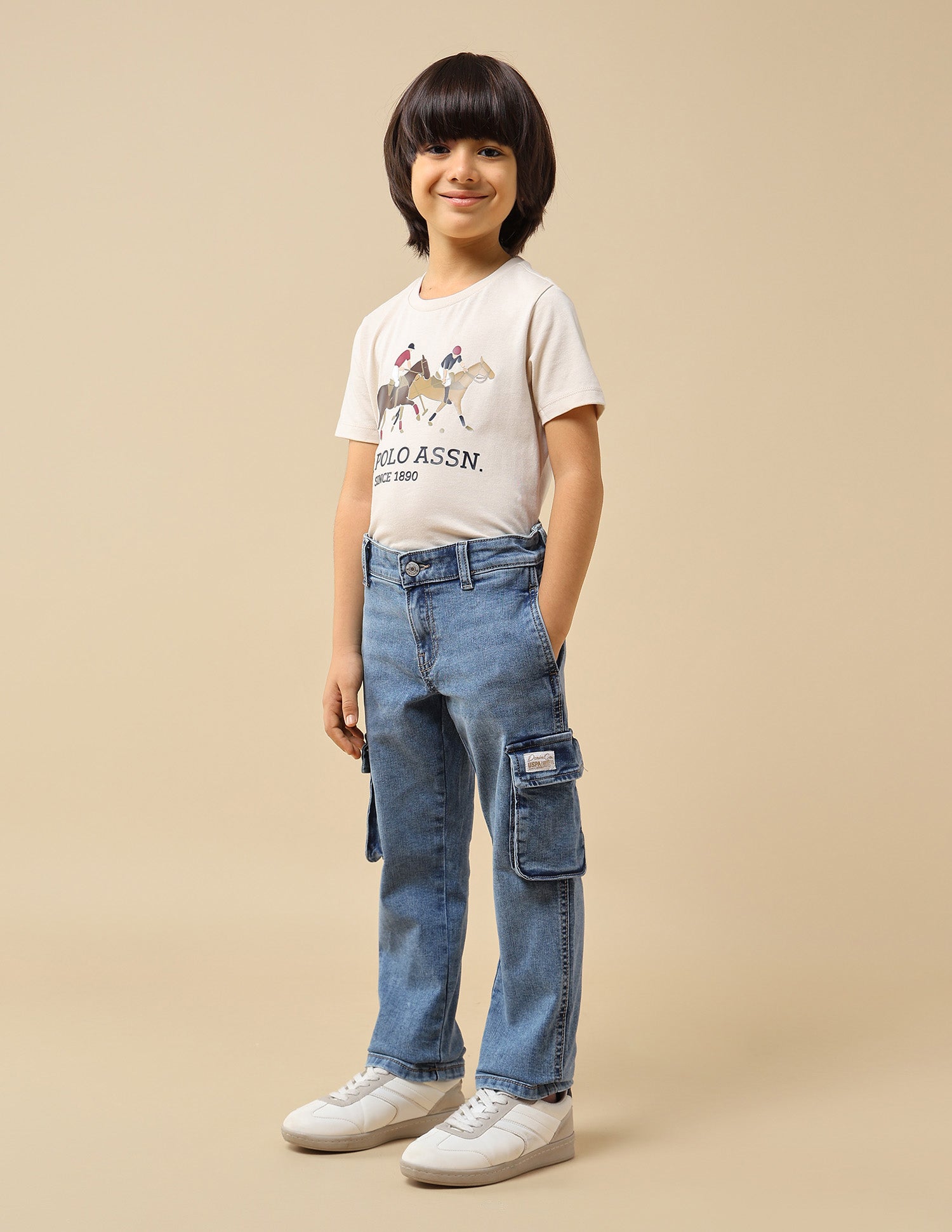 Boys Relaxed Fit Cargo Jeans Blue - U.S. POLO ASSN. | Large