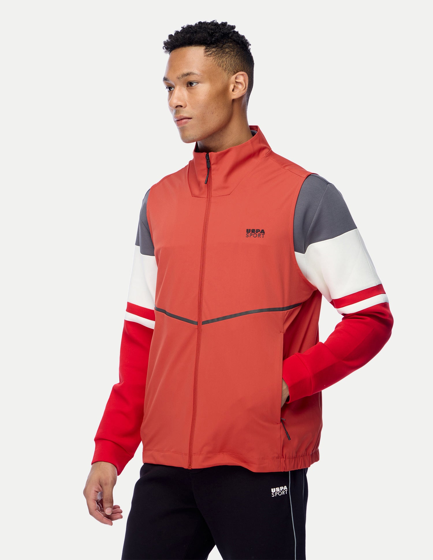 Solid Regular Fit Active Jacket Orange - U.S. Polo Assn. India | Large