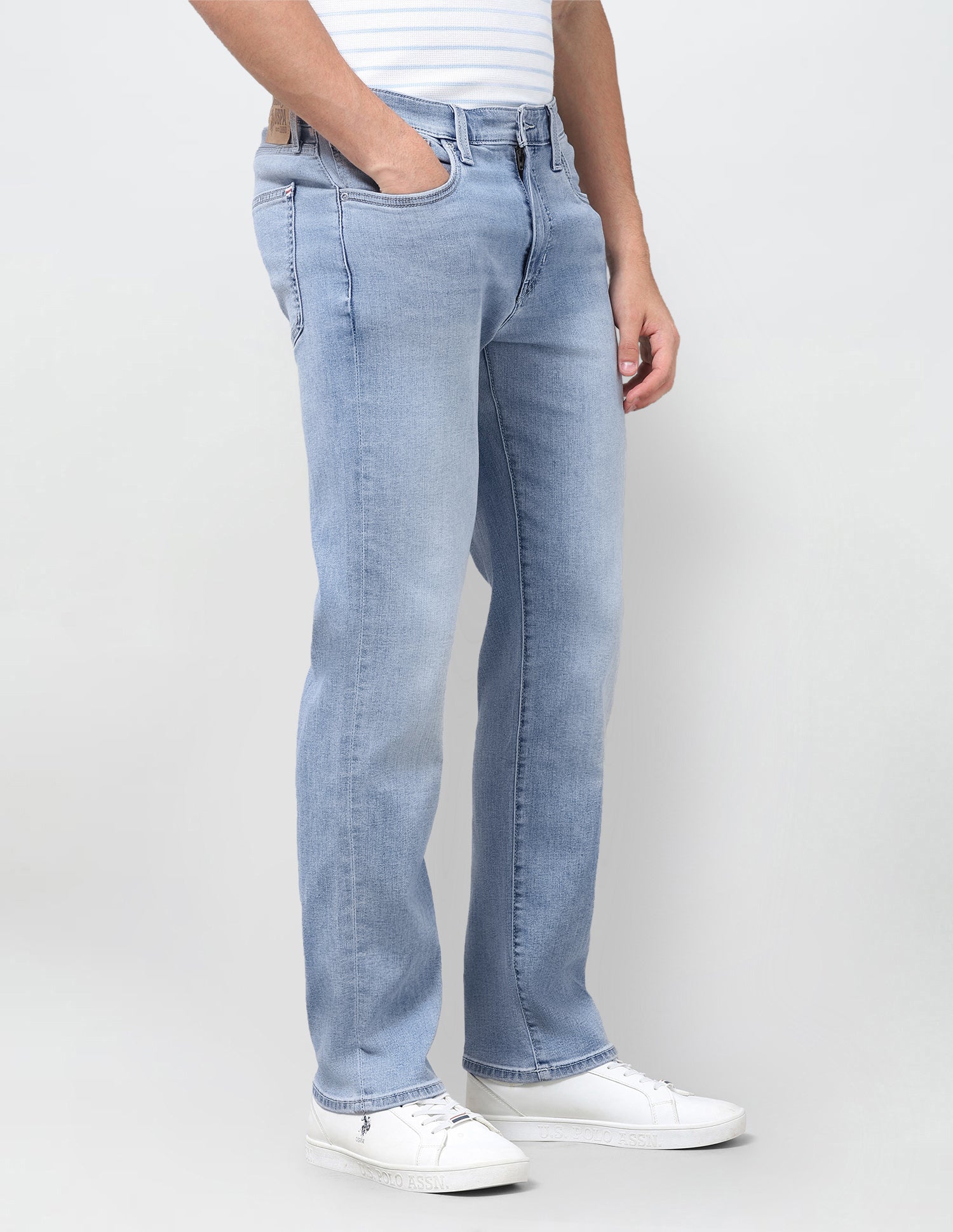 Pacho X Harold Slim Straight Fit Blue Jeans Mid Blue - U.S. Polo Assn. India | Large