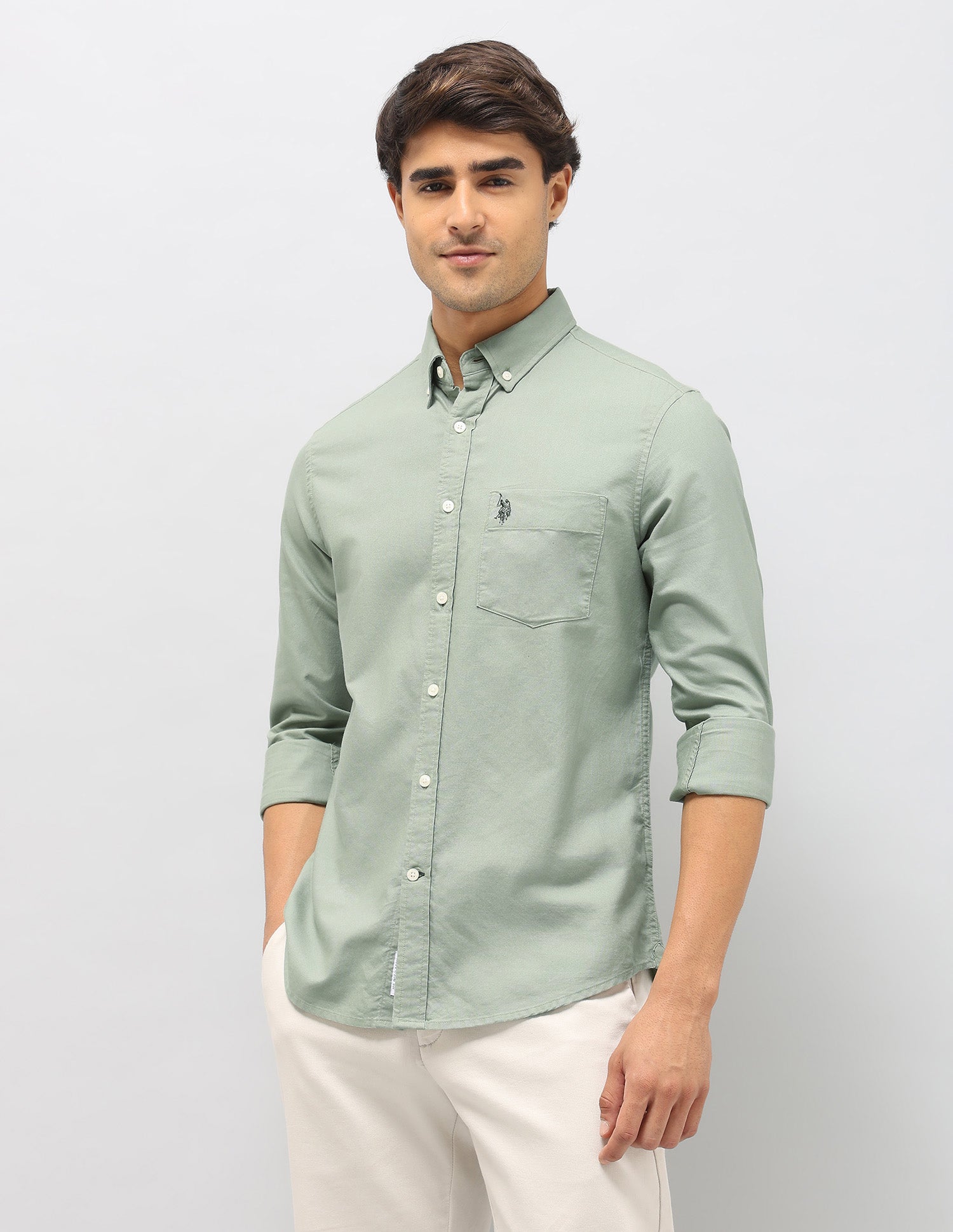 Oxford Tailored Fit Shirt Light Green - U.S. Polo Assn. India | Large