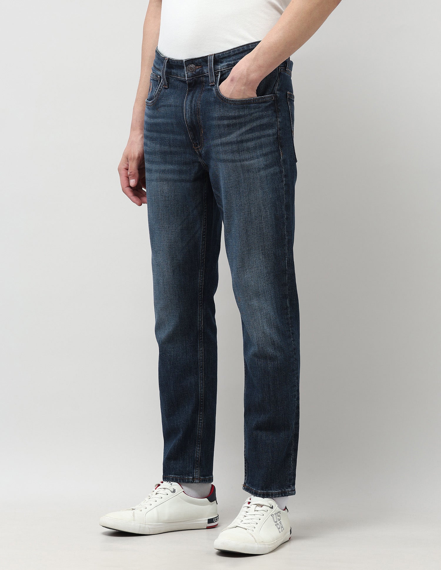 Cole Comfort Cropped Fit Blue Jeans Dark Blue - U.S. POLO ASSN. | Large