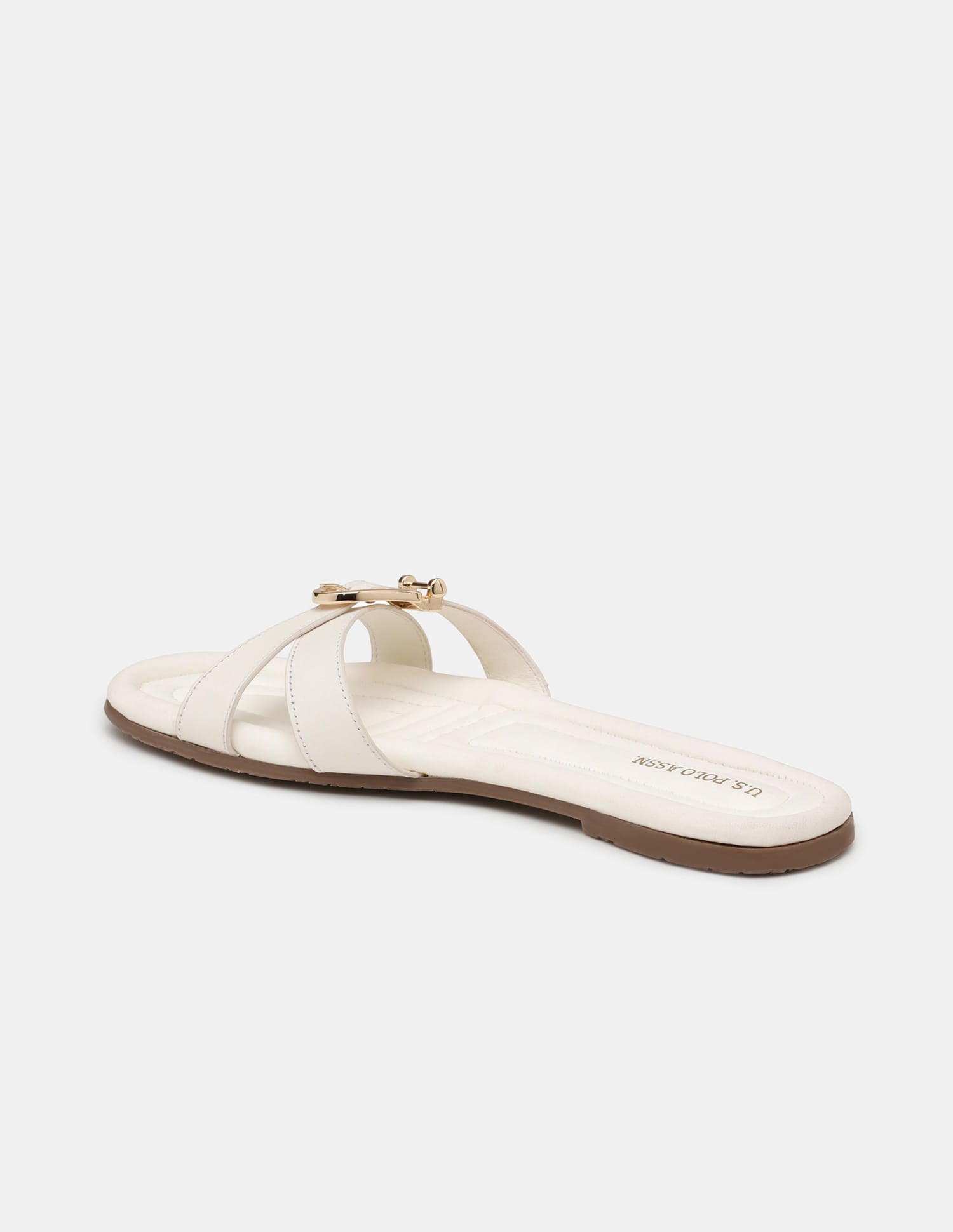 Women Dahye Textured Sole Cross Strap Sandals Off White - U.S. Polo Assn. India | Large