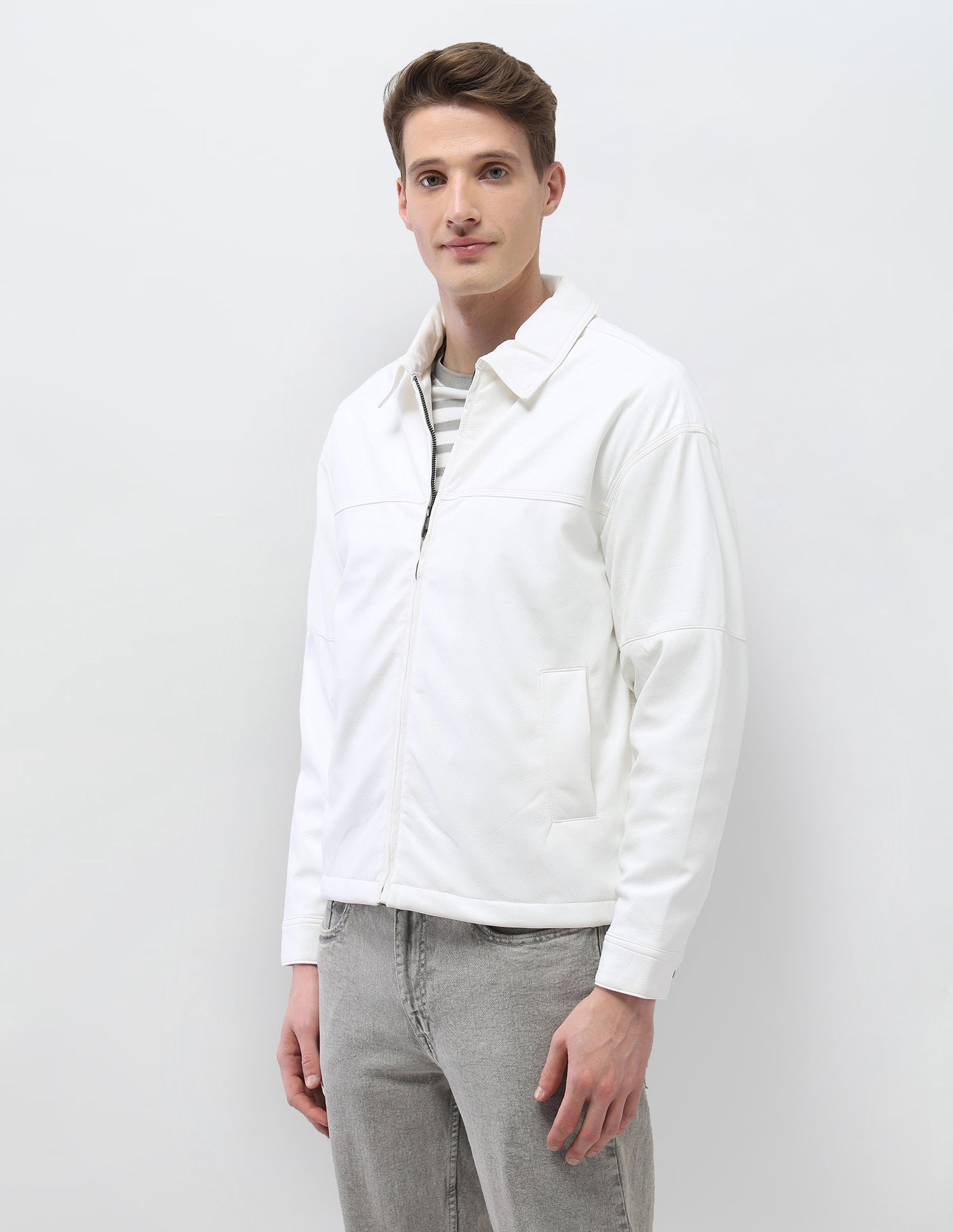 Solid Regular Fit Jacket Ivory - U.S. Polo Assn. India | Large