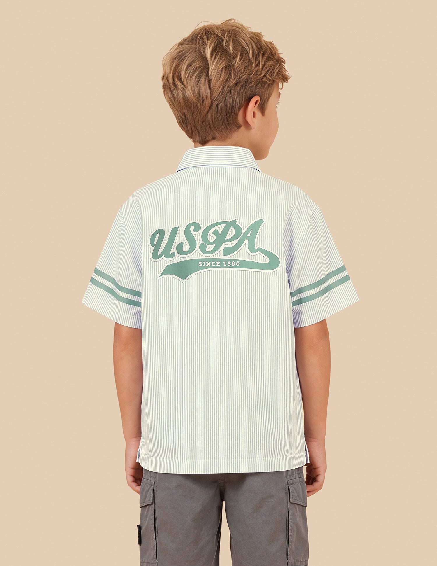 Vertical Striped Boxy Fit Shirt Light Green - U.S. Polo Assn. India | Large