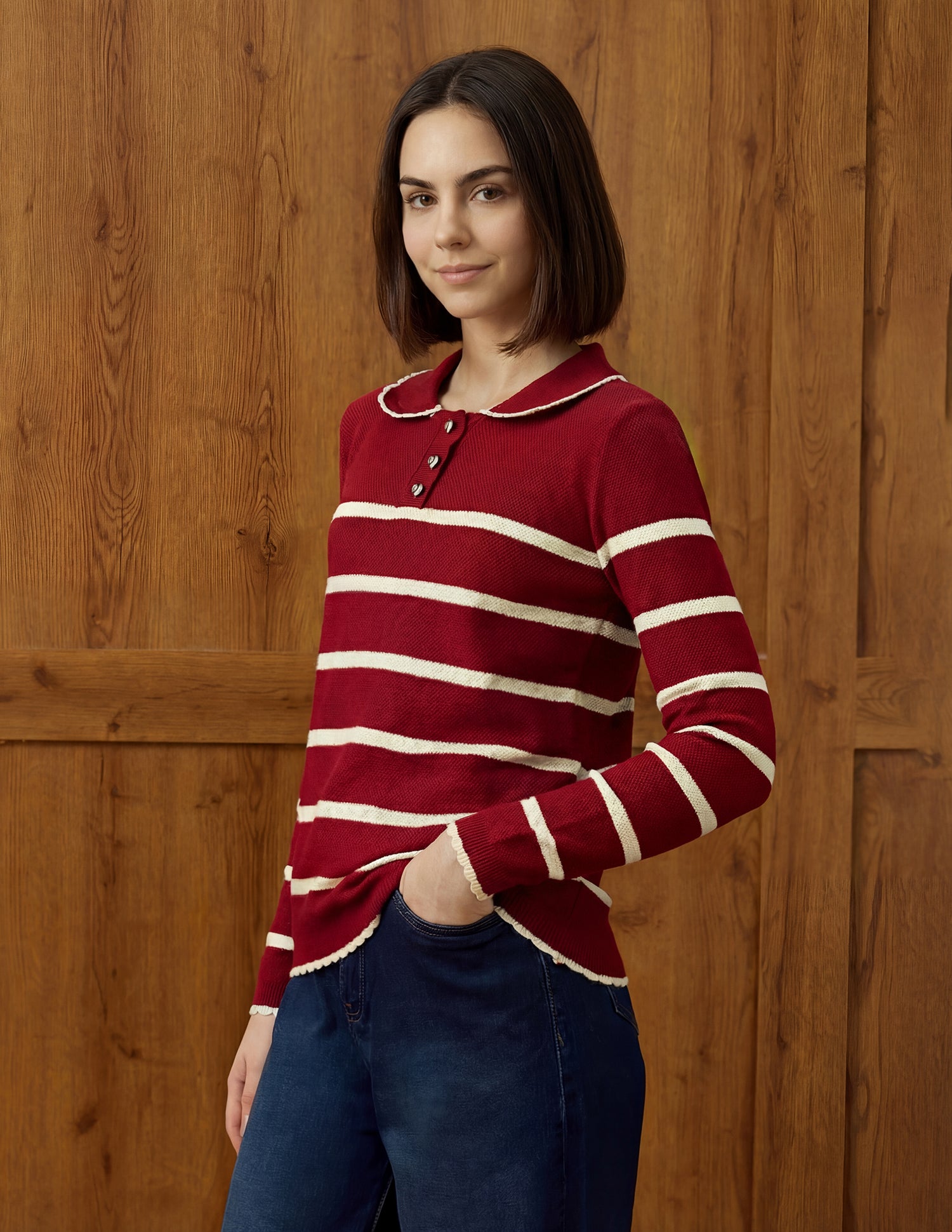 Horizontal Striped Ribbed Knit Sweater Red - U.S. POLO ASSN. | Large