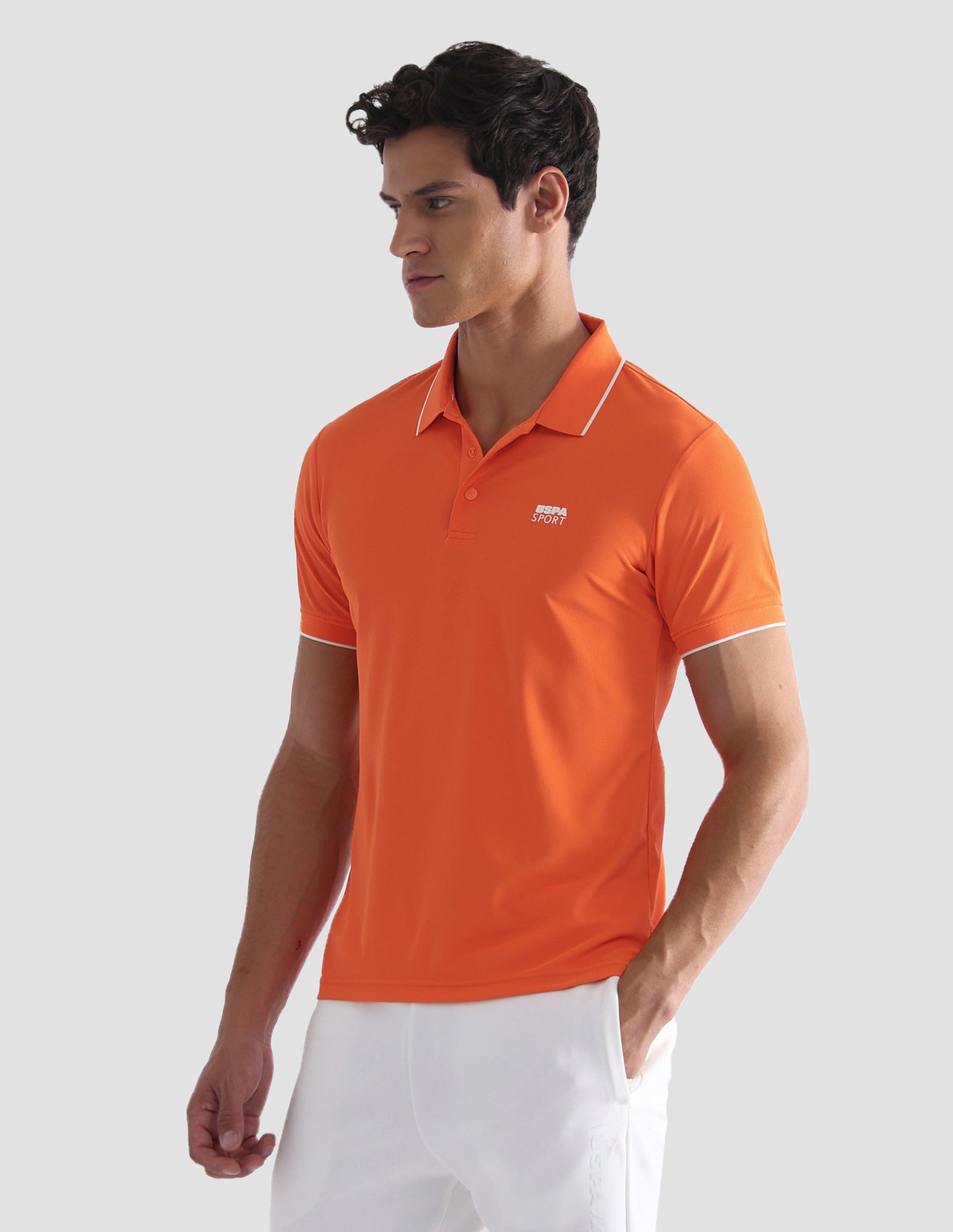 Solid Regular Fit Active Polo Shirt Orange - U.S. Polo Assn. India | Large