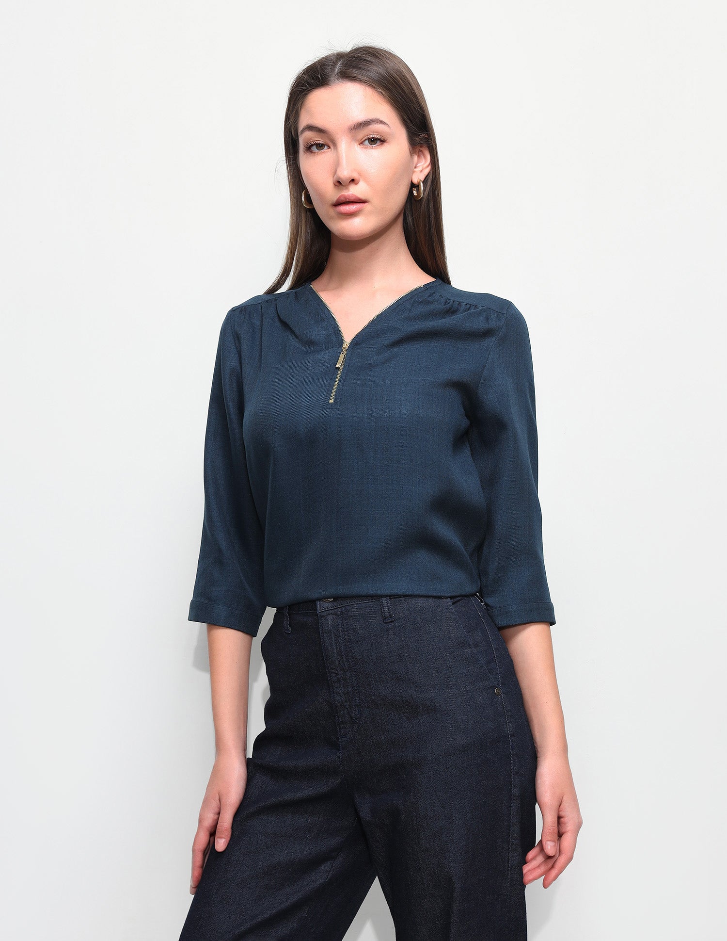 Solid Regular Fit Zipper Top Navy - U.S. Polo Assn. India | Large