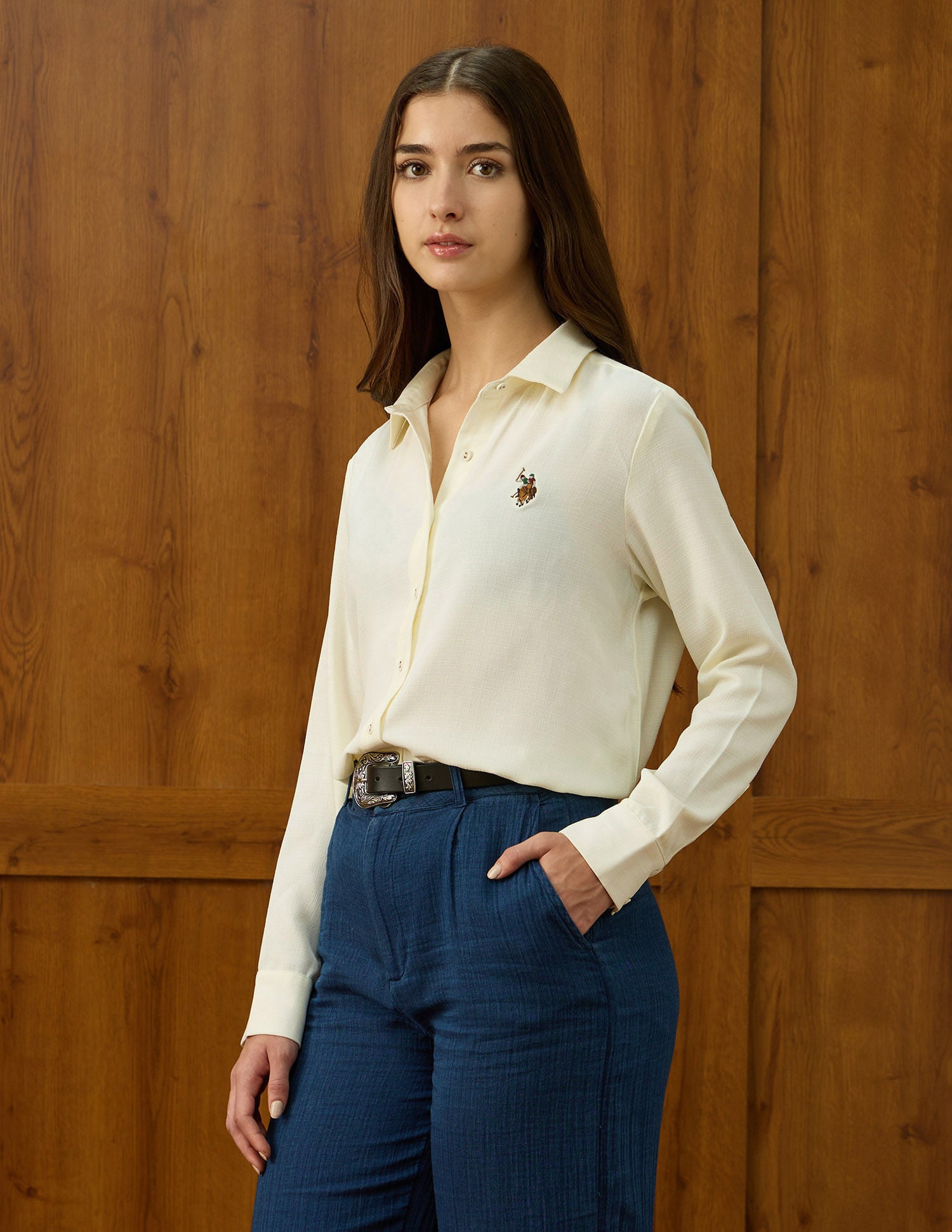 Textured Regular Fit Shirt White - U.S. POLO ASSN. | Large