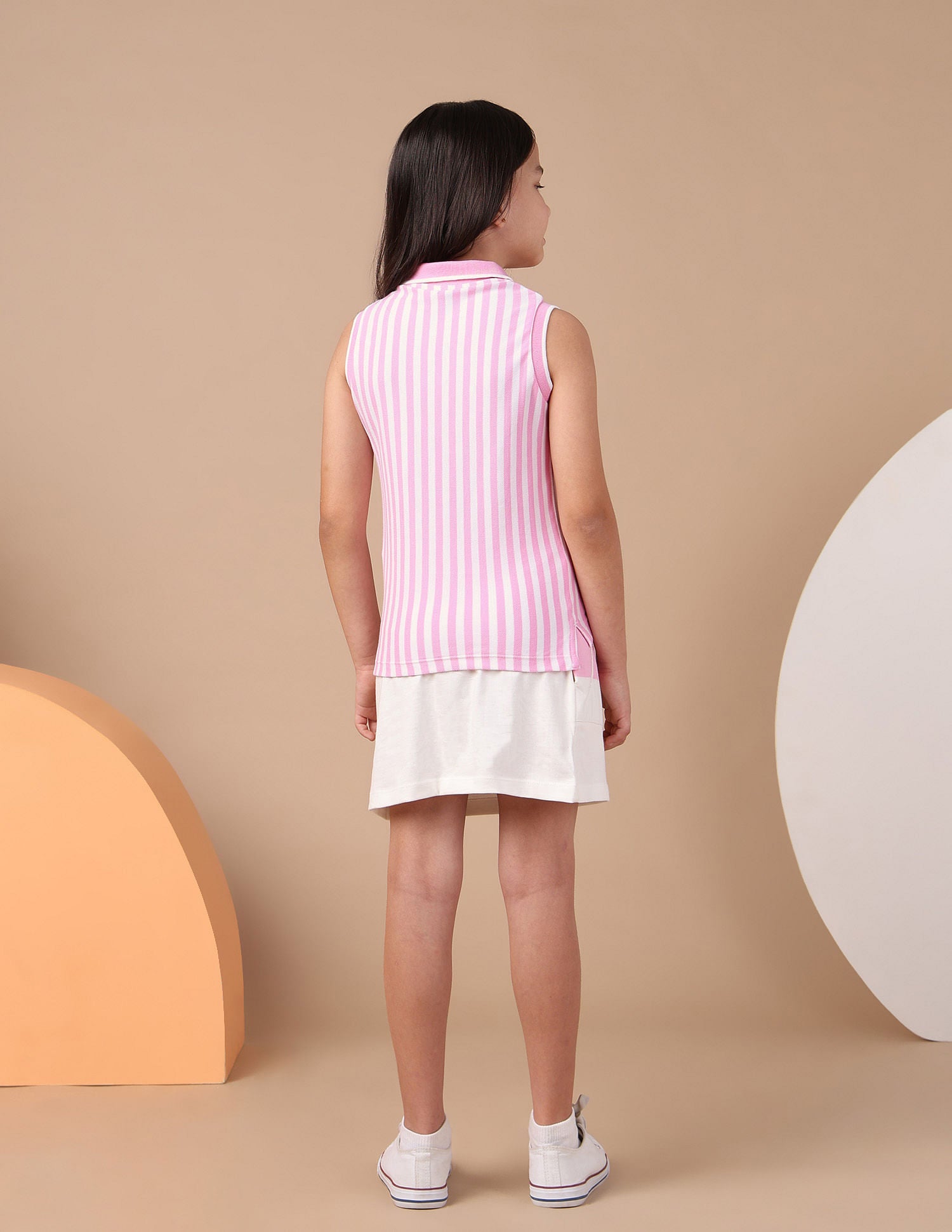 Girls Vertical Striped Polo Shirt Light Pink - U.S. POLO ASSN. | Large