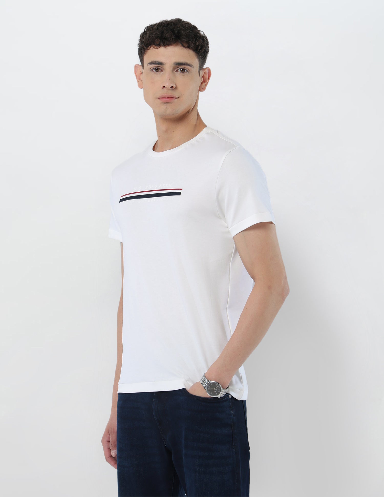 Brand Embossed Slim Fit T-Shirt White - U.S. POLO ASSN. | Large