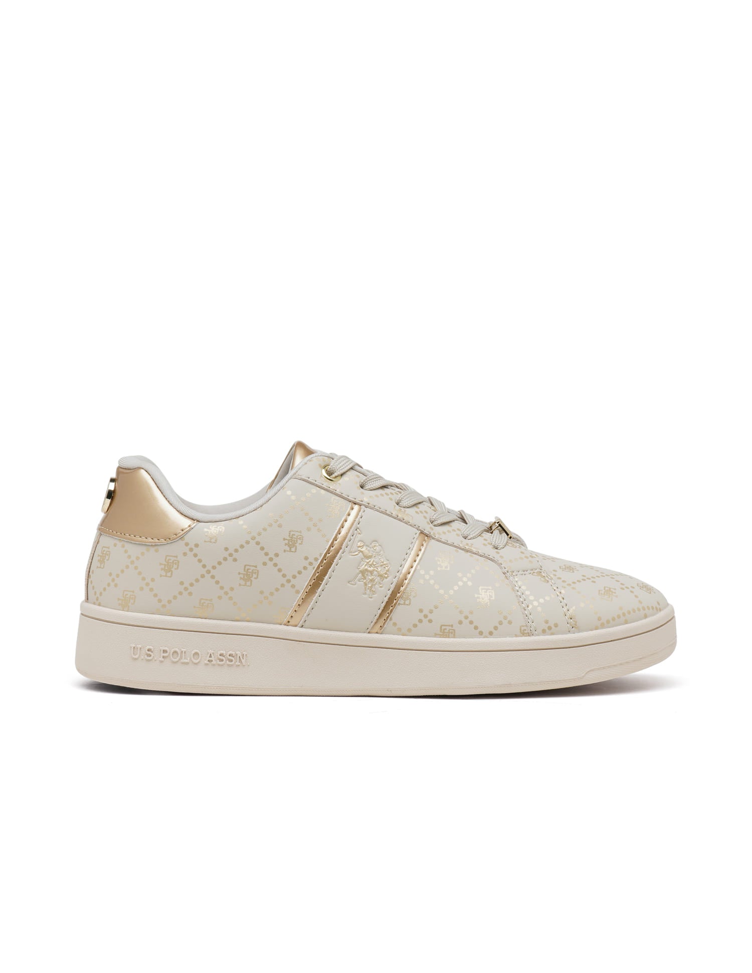 Women Brand Print Harriet Sneakers Beige - U.S. Polo Assn. India | Large