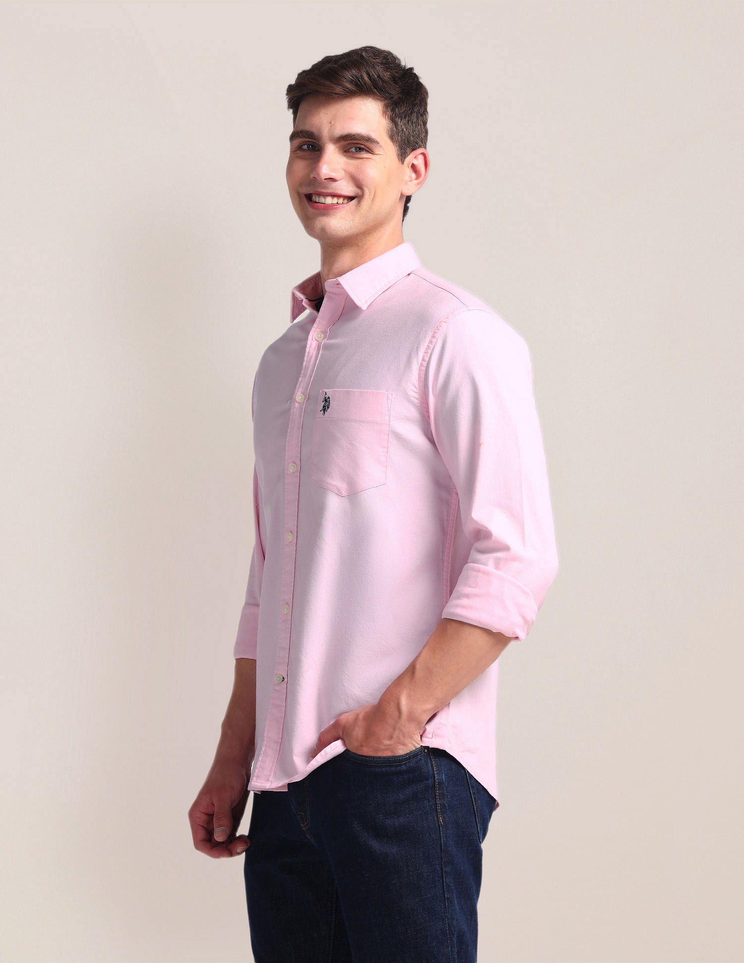 Solid Dobby Shirt Pink - U.S. Polo Assn. India | Large