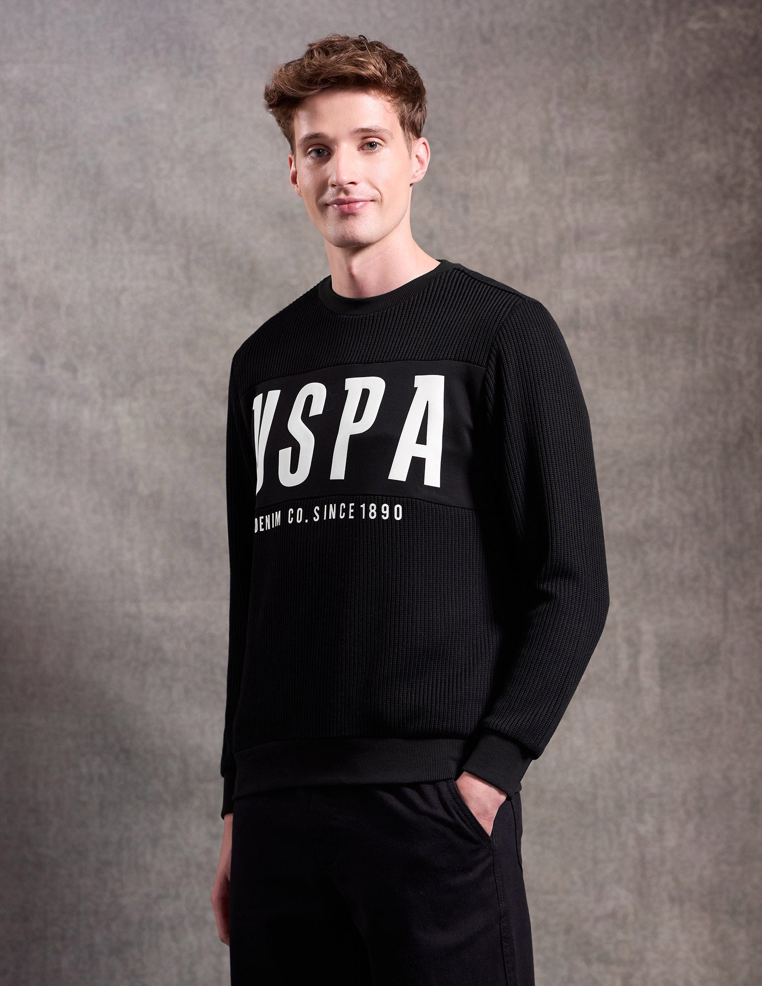 Brand Printed Black & Gold Sweatshirt Black - U.S. POLO ASSN. | Large